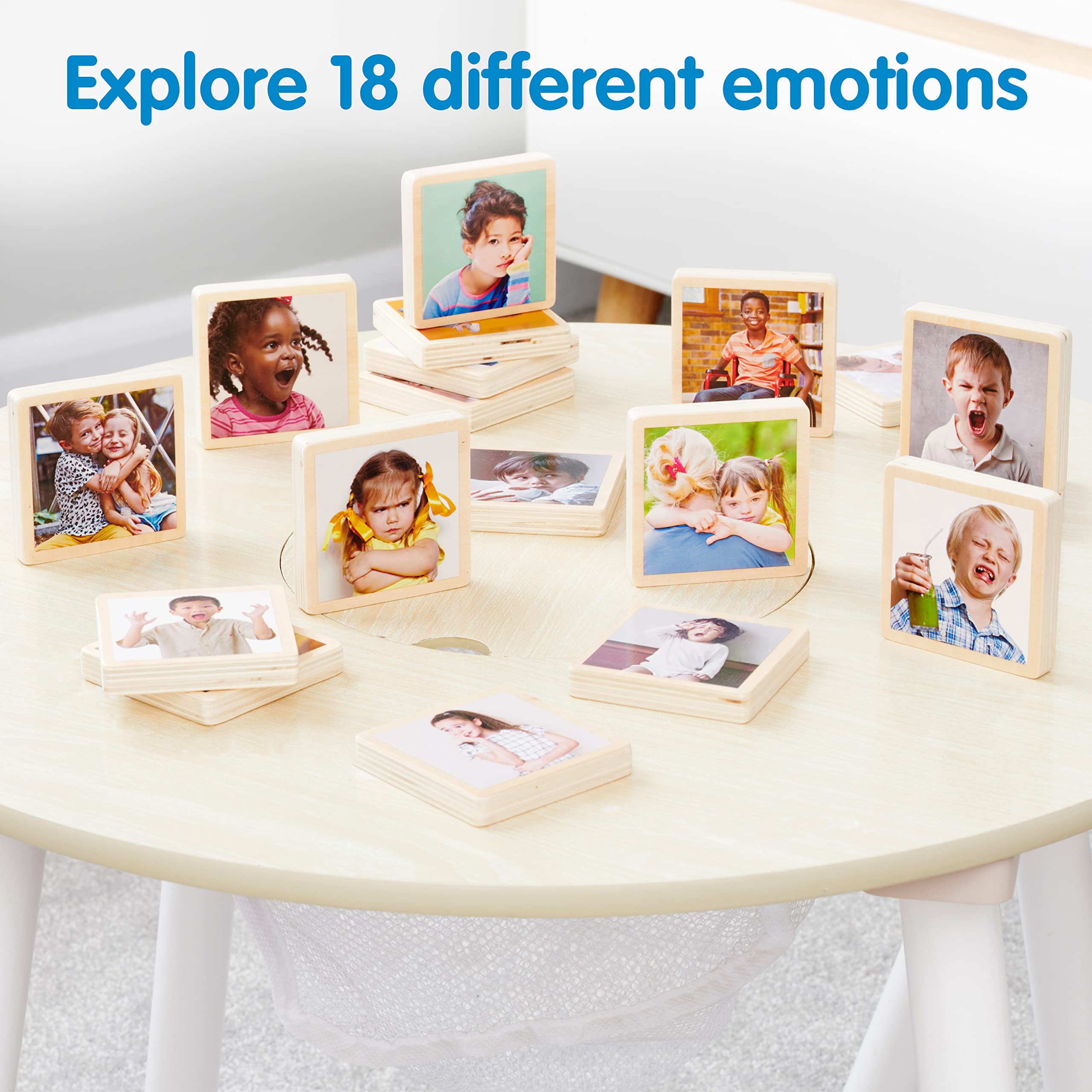tickit My Emotions Wooden Tiles - 18 Photo Emotion Tiles for Language & Social Skills | Ages 0+ 3