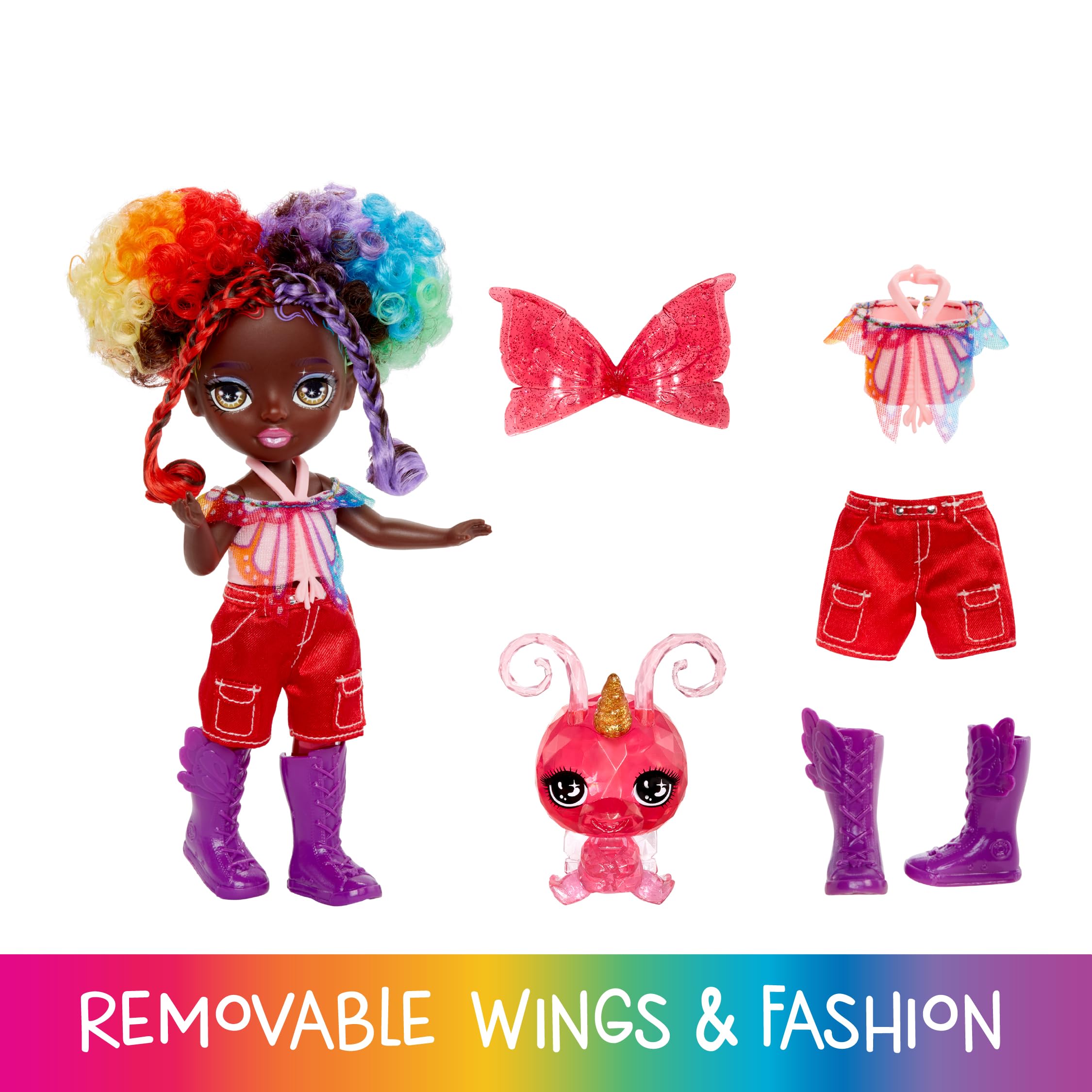 Rainbow High Littles Astrid Fairy Doll - 14cm Posable, Interchangeable Wings | Fantasy Pet Included | Ages 4+ 3