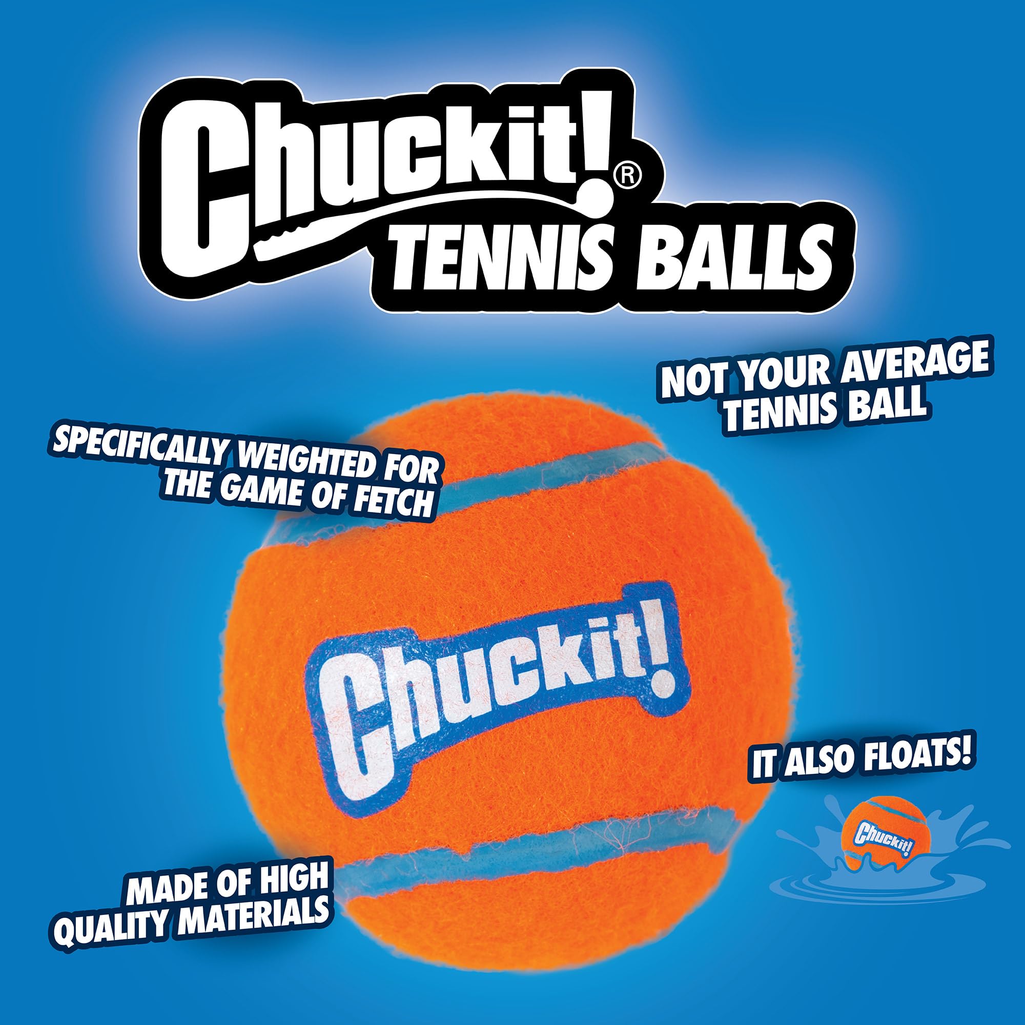 Chuckit! Tennis Ball Fetch Toy - Lightweight & Floatable | Medium Dogs | 4 Pack Orange 3