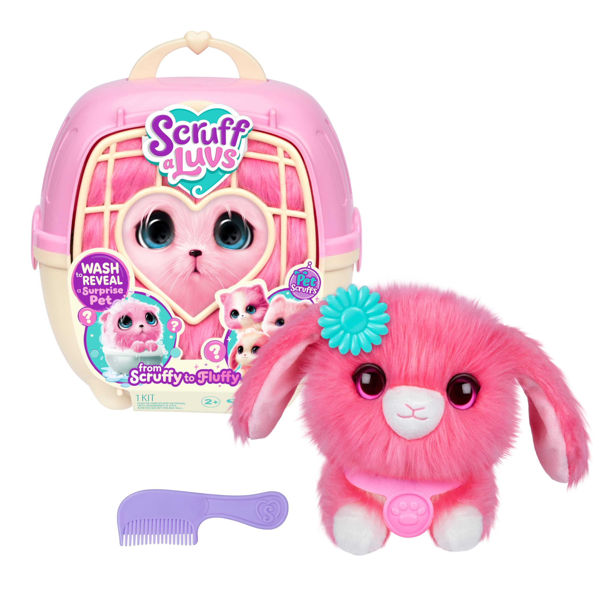 Scruff-a-Luvs Pet Scruffs Pink – Wasch- und Enthüllungs-Mysteriöses Plüschtier, 19 cm groß
