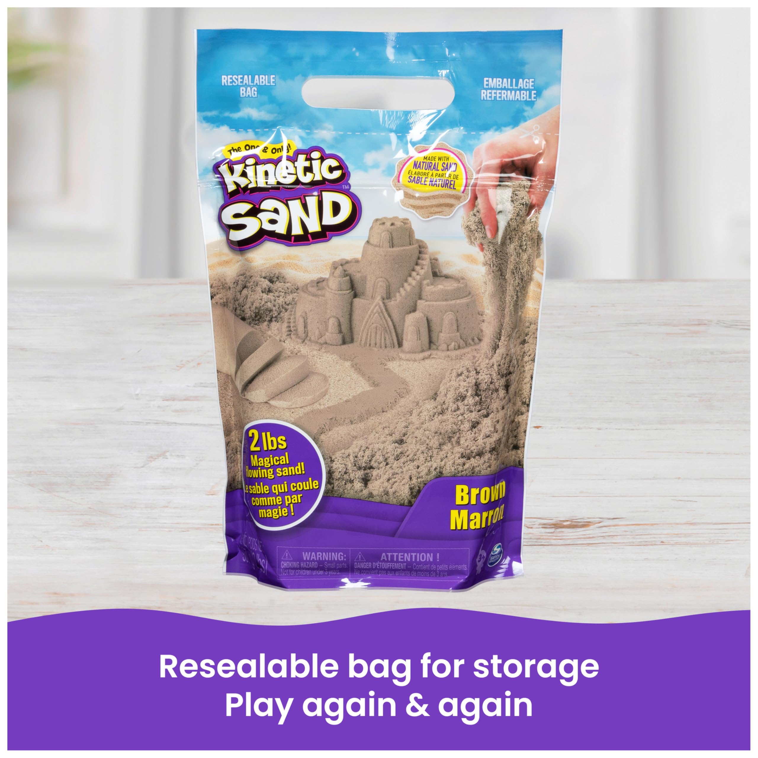 Kinetic Sand Naturbraun 907 g – Sensorischer Spielsand zum Drücken und Formen für Kinder 5