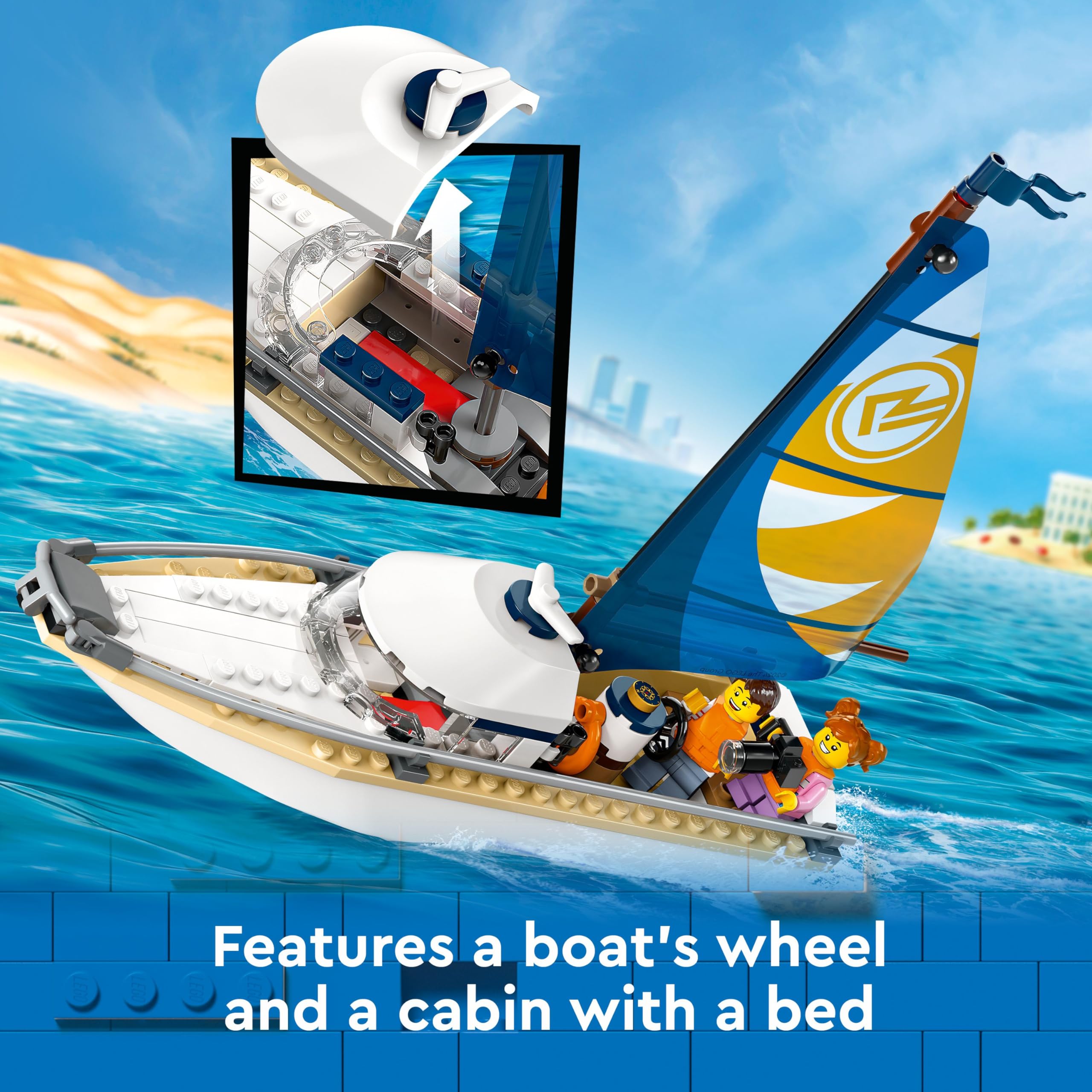 LEGO City Sailboat 60438 - Building Set with Dolphin & Minifigures for Ages 5+ 3