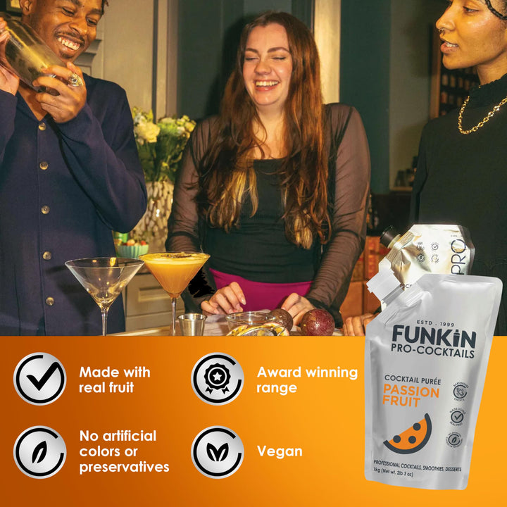 Funkin Passion Fruit Puree Cocktail Mixer 1kg | Made with Real Passionfruit | Natural Ingredients