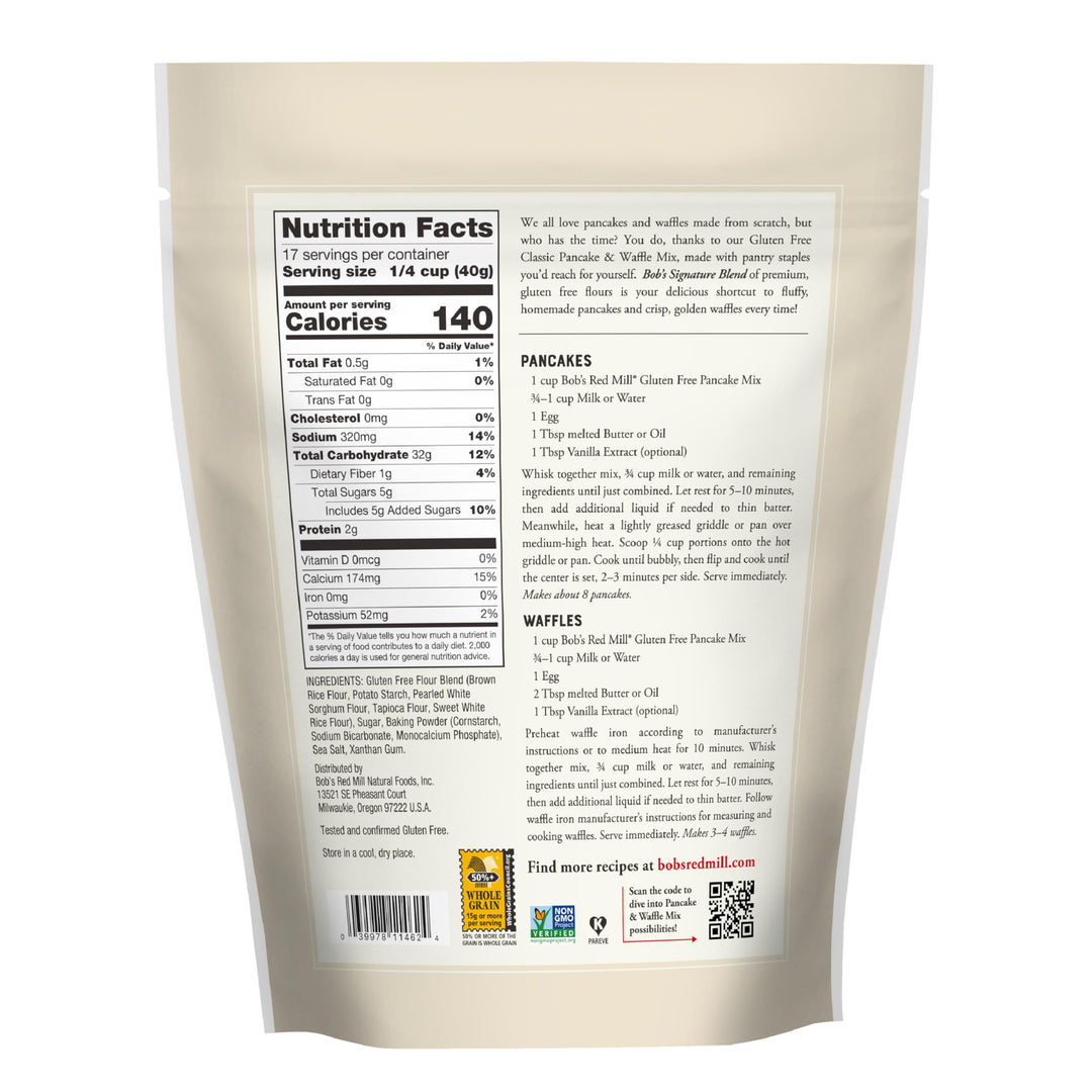 Bob's Red Mill Gluten Free Pancake Mix, More than 50% Whole Grain, 680g
