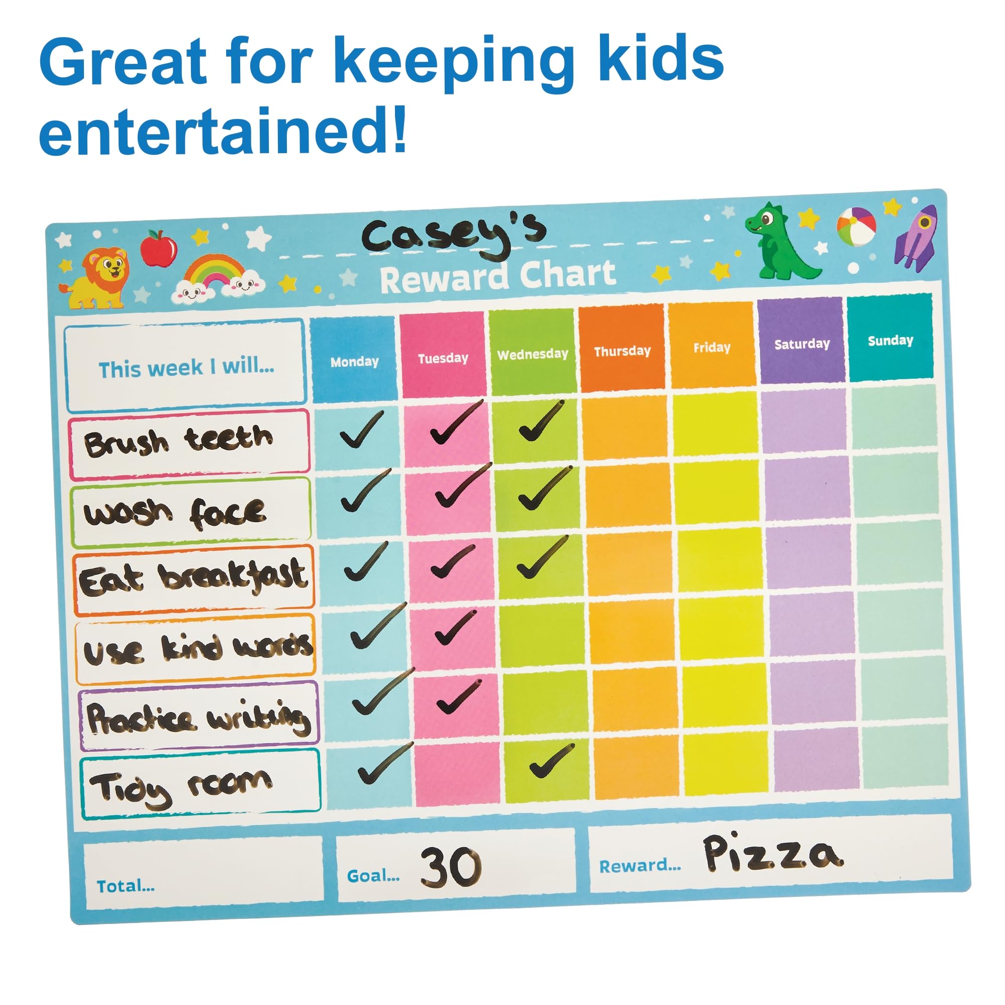 Baker Ross Magnetic Weekly Rewards Charts - Pack of 5 | Wipeable Surface | 30cm x 23cm 5