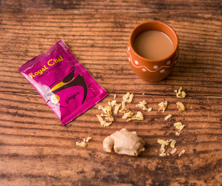 Royal Chai Premium Ginger Instant Indian Tea Unsweetened - 10 Sachets (180g)