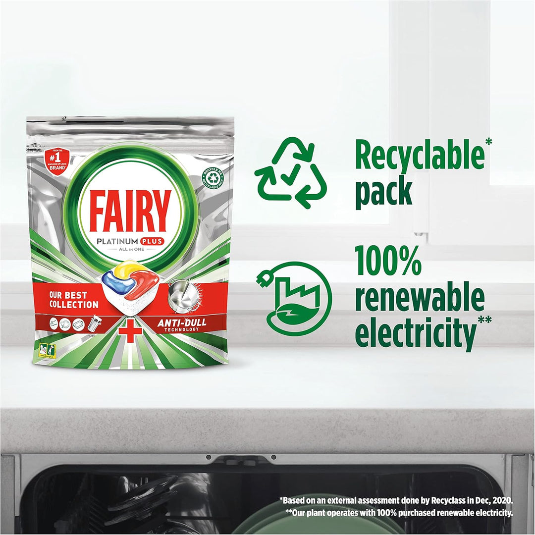 Fairy - Platinum Plus All-In-1 Dishwasher Tablets, 59 Tablets, Lemon