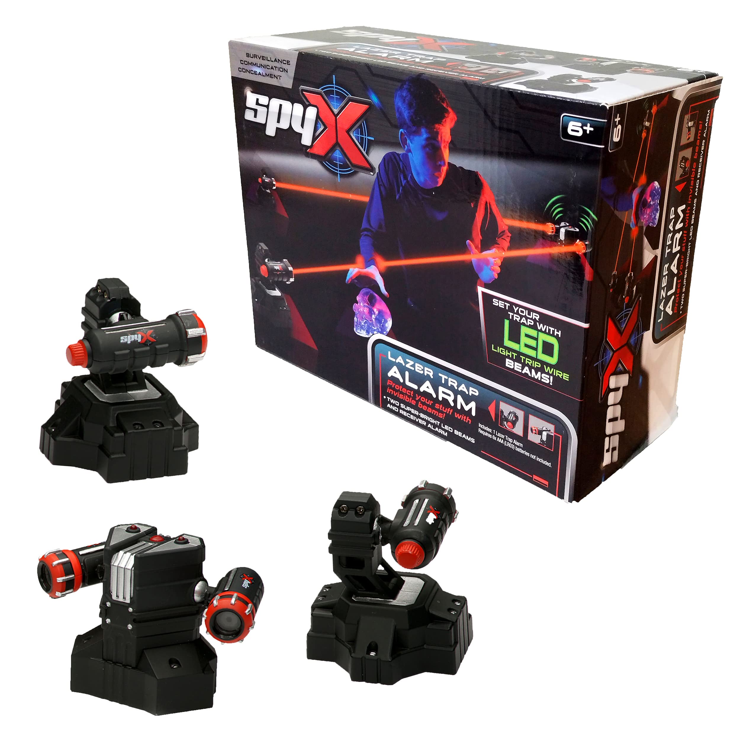 SpyX Lazer Trap Alarm for Kids - Invisible LED Trip Wire Beams | 2 Beams & Receiver | Ages 6+