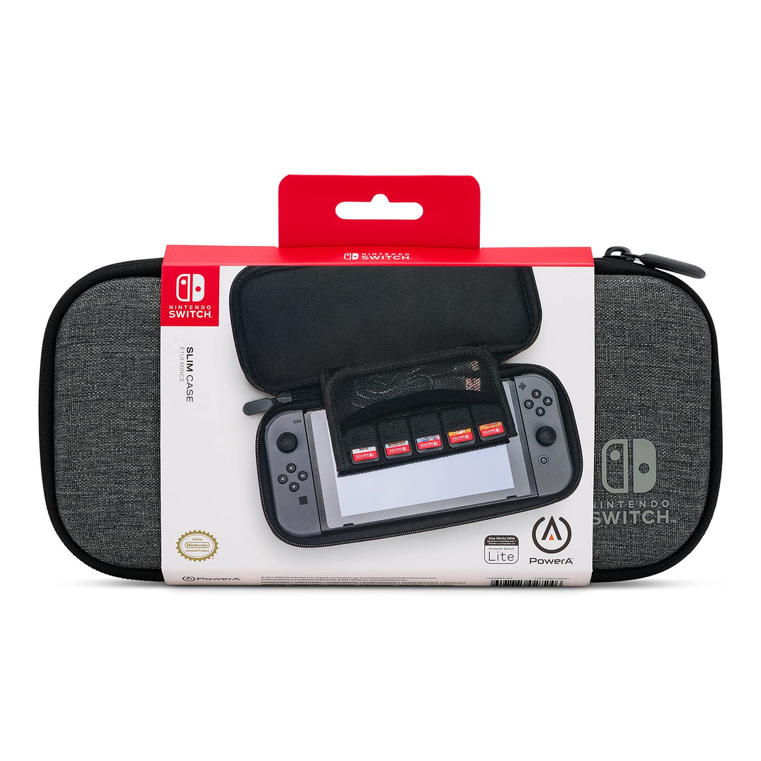 PowerA Slim Case for Nintendo Switch - OLED Model, Switch, and Switch Lite - Charcoal