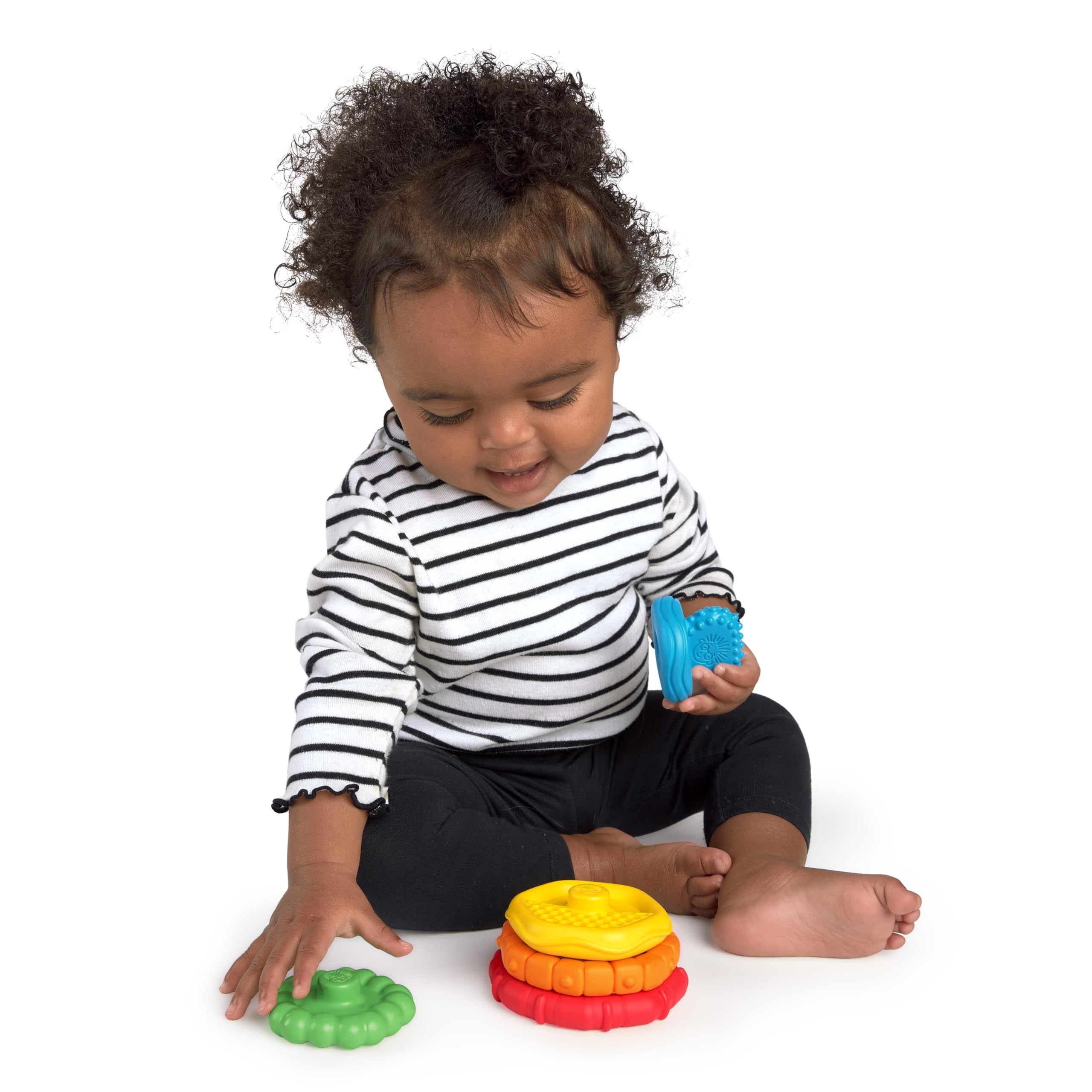 Baby Einstein Stack & Teethe Multi-Textured 5-Piece Teether Toy Set for Ages 3 Months + 6