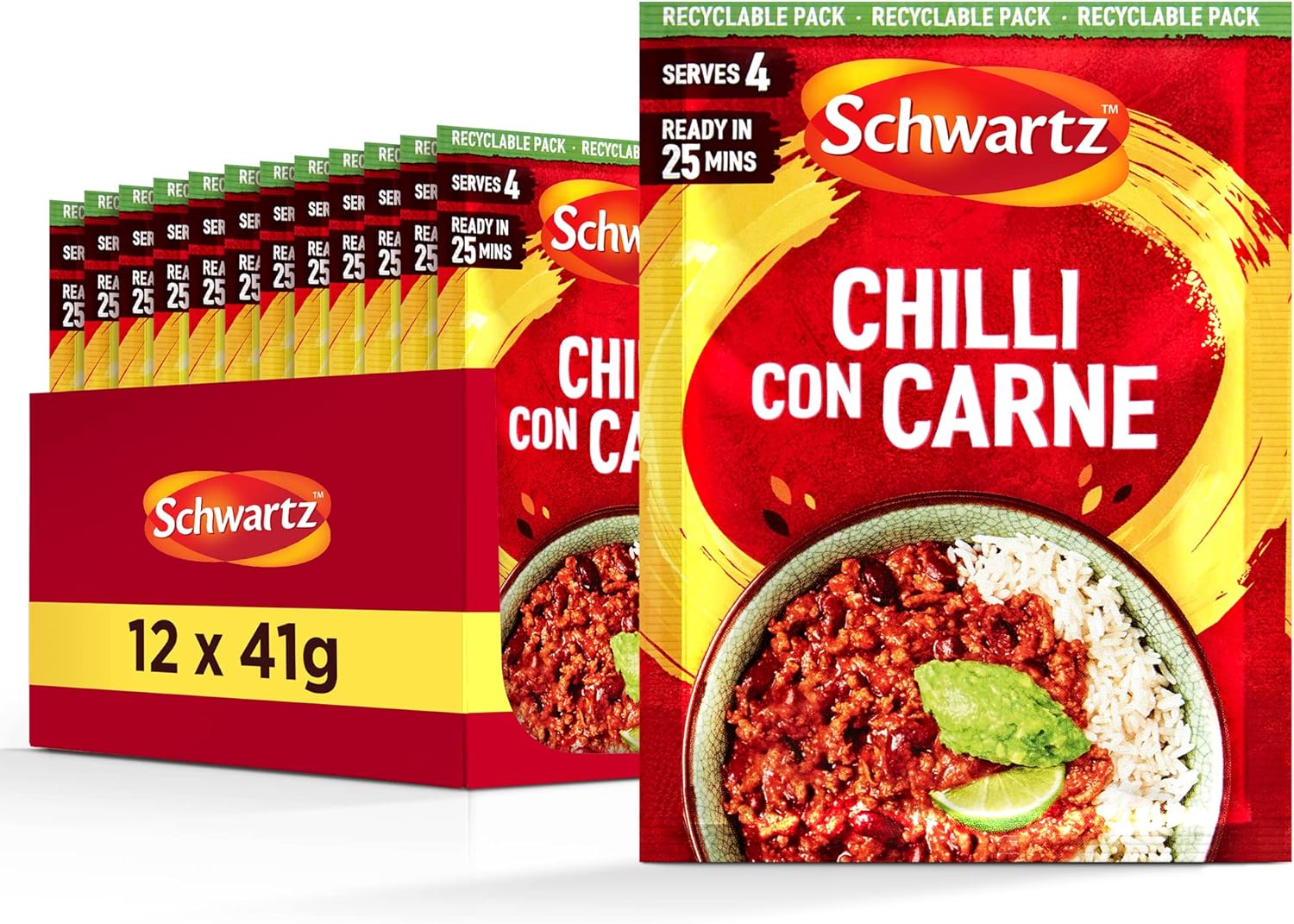 Schwartz - Chilli Con Carne Mix 41g Pack of 12 | Hot & Spicy Mexican Seasoning 1