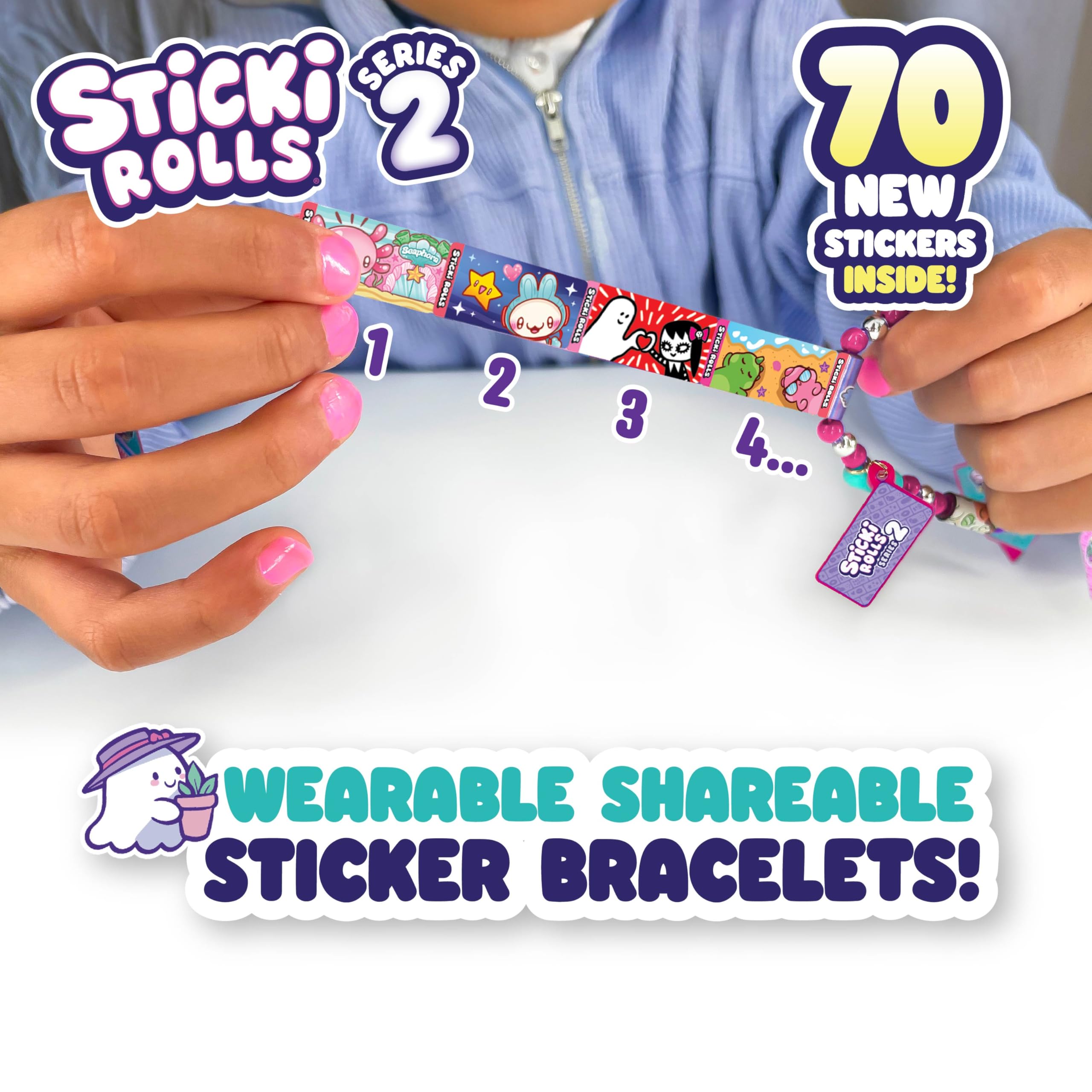 Sky Castle Sticki Rolls Sticki Bands Series 2 - Multicolor Holographic Sticker Bracelet Pack 4