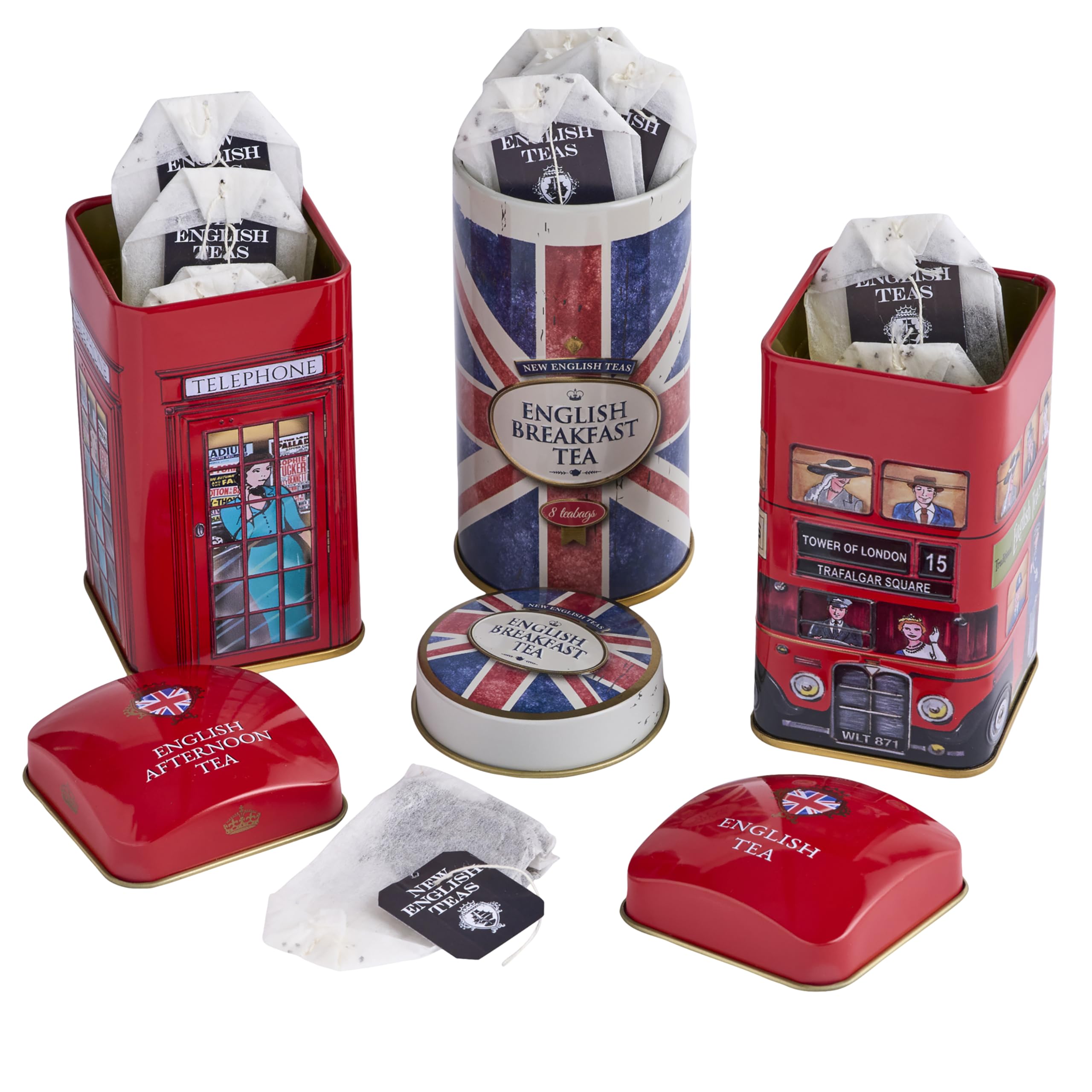 Heritage Tea Selection Triple Tin Gift Set with 28 Teabags - Bus, Union Jack, Telephone Box 4