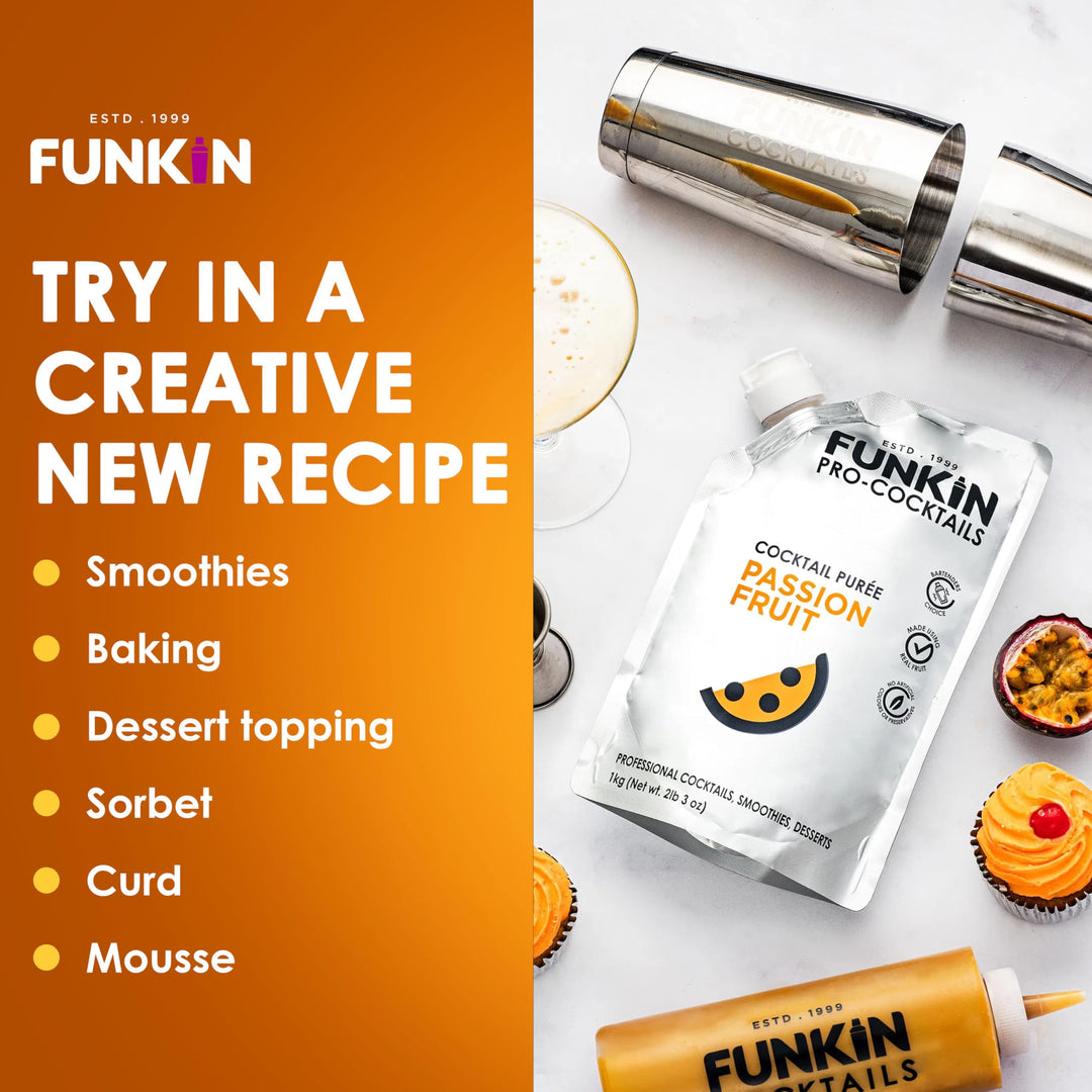 Funkin Passion Fruit Puree Cocktail Mixer 1kg | Made with Real Passionfruit | Natural Ingredients