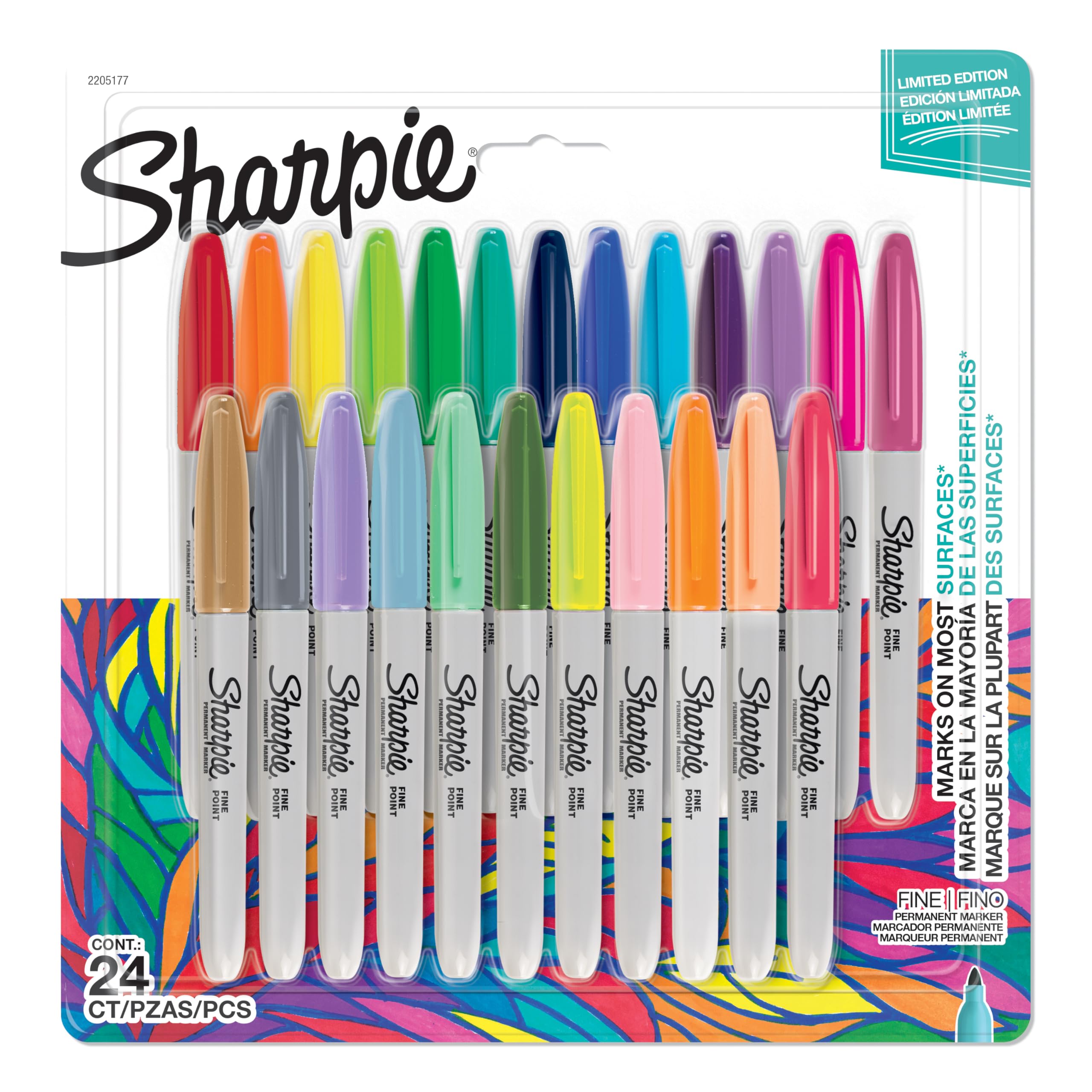 Sharpie Permanent Markers - Fine Point | Assorted Colors | Pack of 24