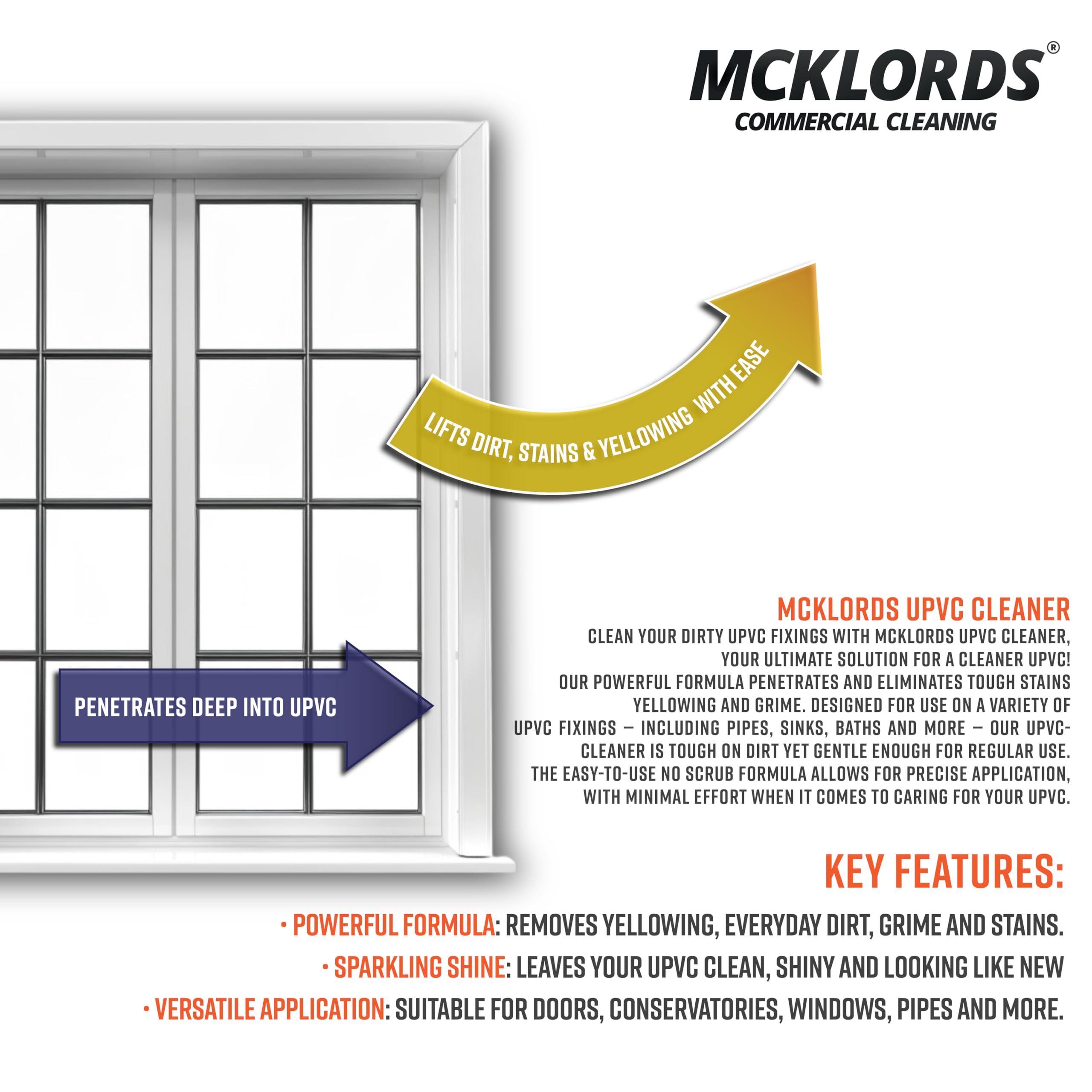 McKLords Commercial uPVC Cleaner - Professional Plastic & Window Frame Restorer | 1L Liquid 6