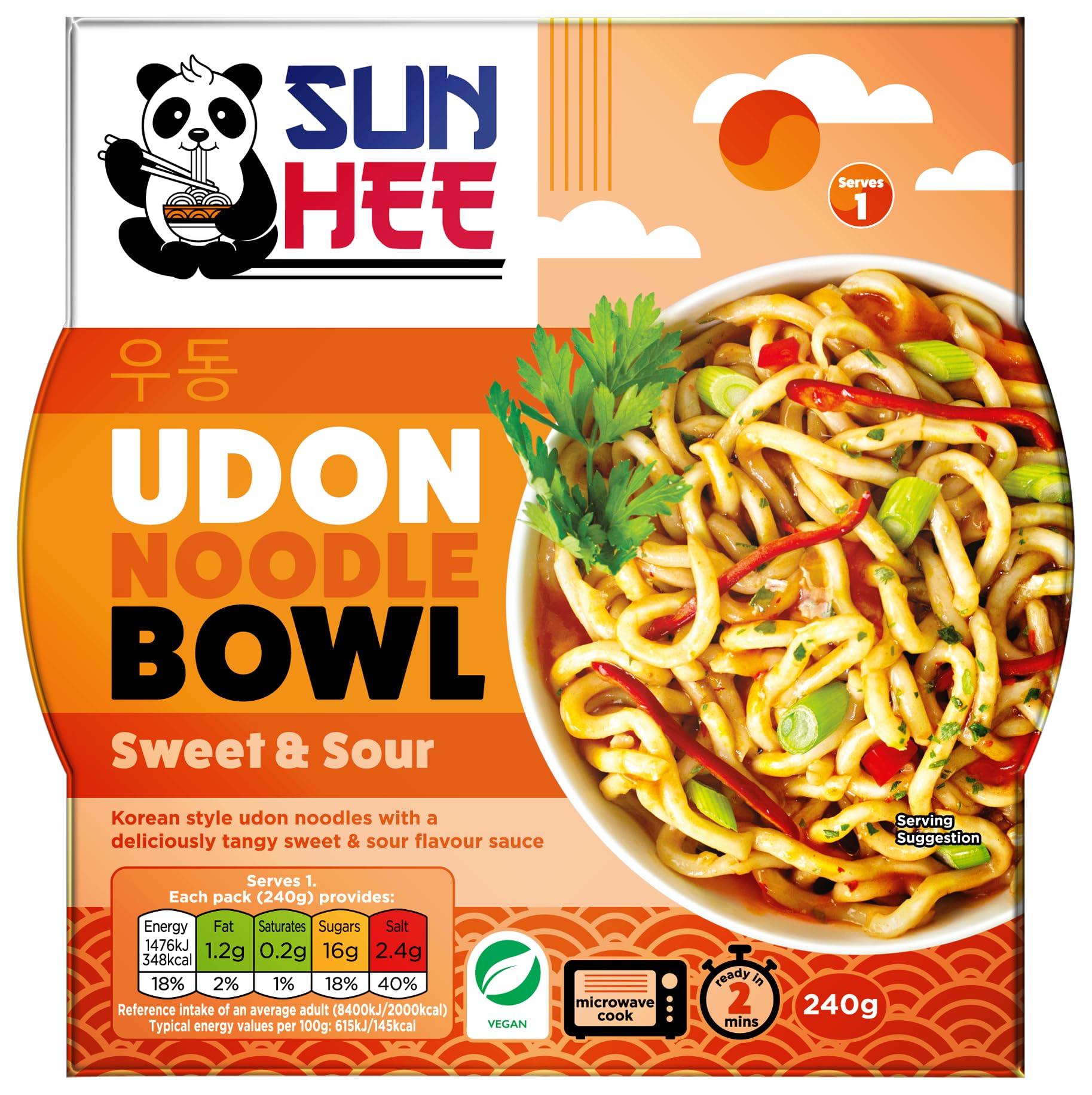 Sun Hee Sweet and Sour Udon Bowl - Ready-to-Eat, Microwaveable, 240g 1