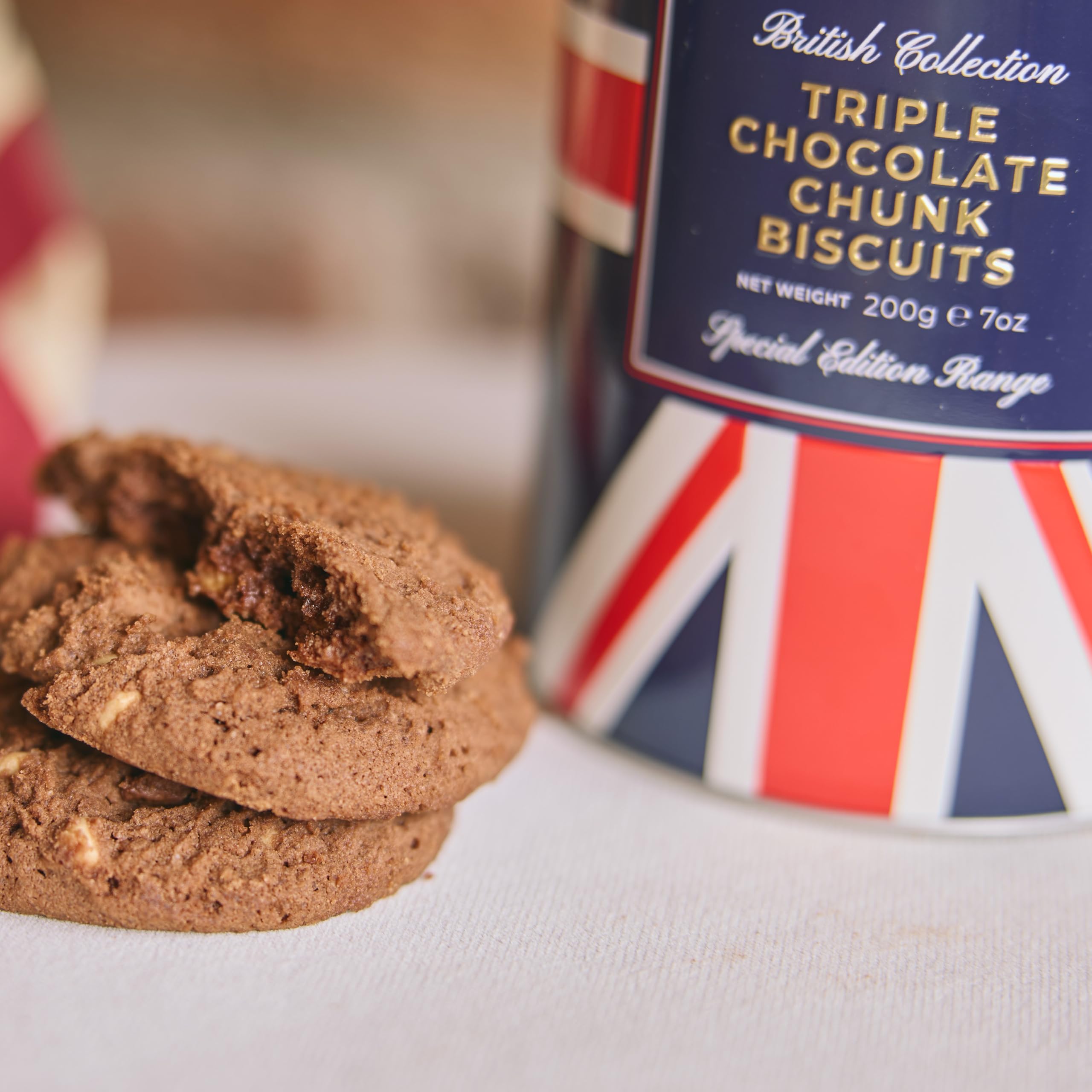 Cartwright & Butler Triple Chocolate Chunk Biscuits - 200 gram Tin | Contains White, Milk & Dark Chocolate 3