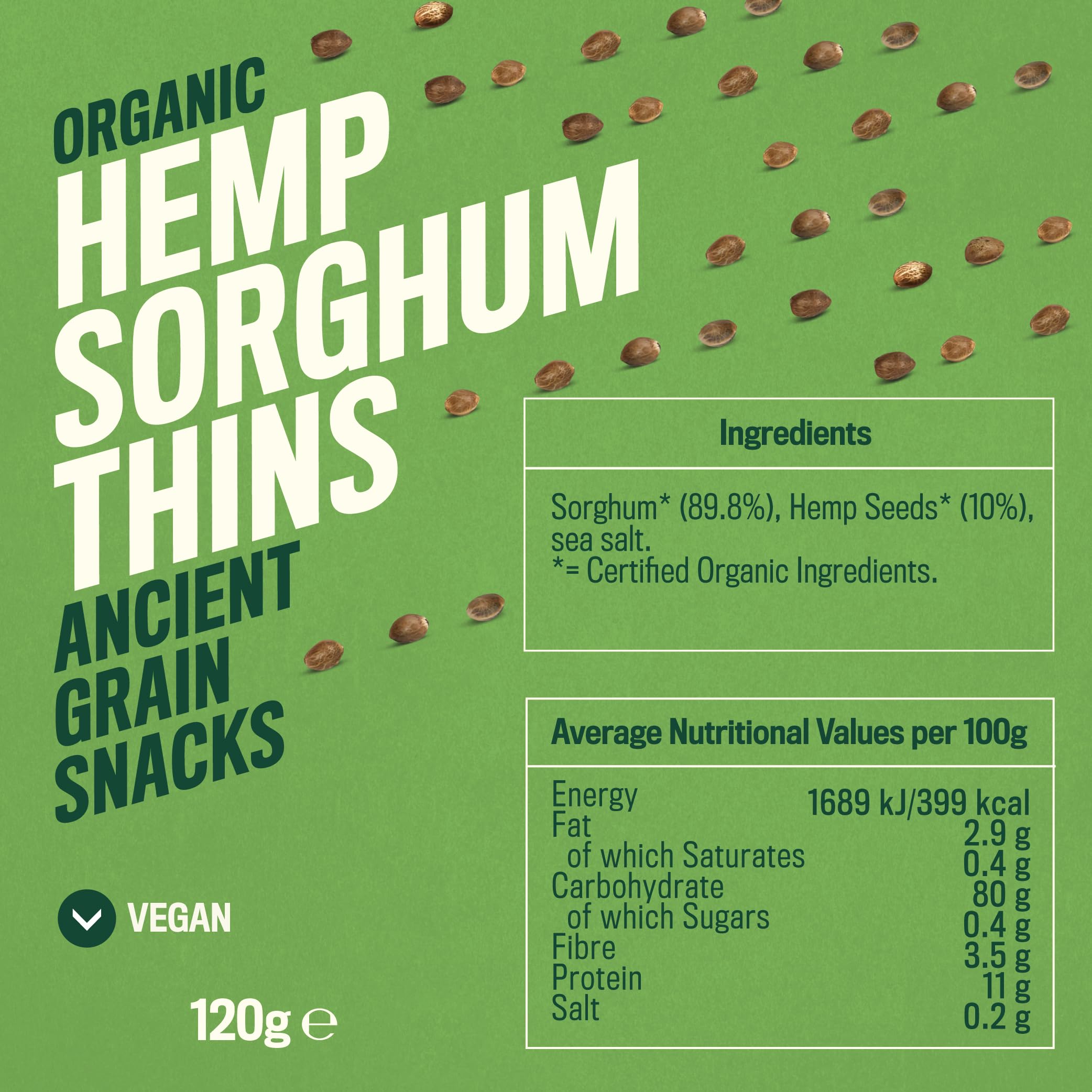 Profusion Organic Hemp Sorghum Thins - Wholegrain, Gluten Free Crispbread | 120g 2