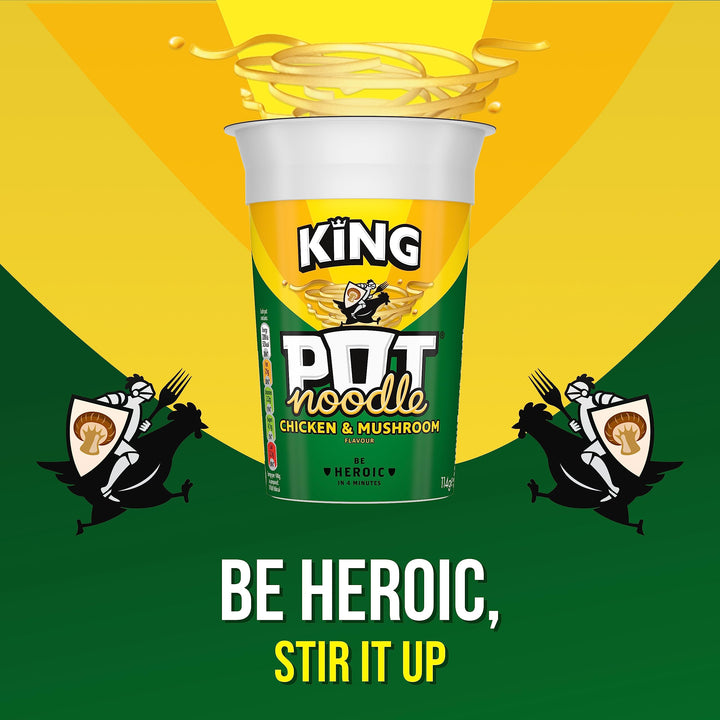 Pot Noodle King Chicken & Mushroom Instant Noodle Snack 114g