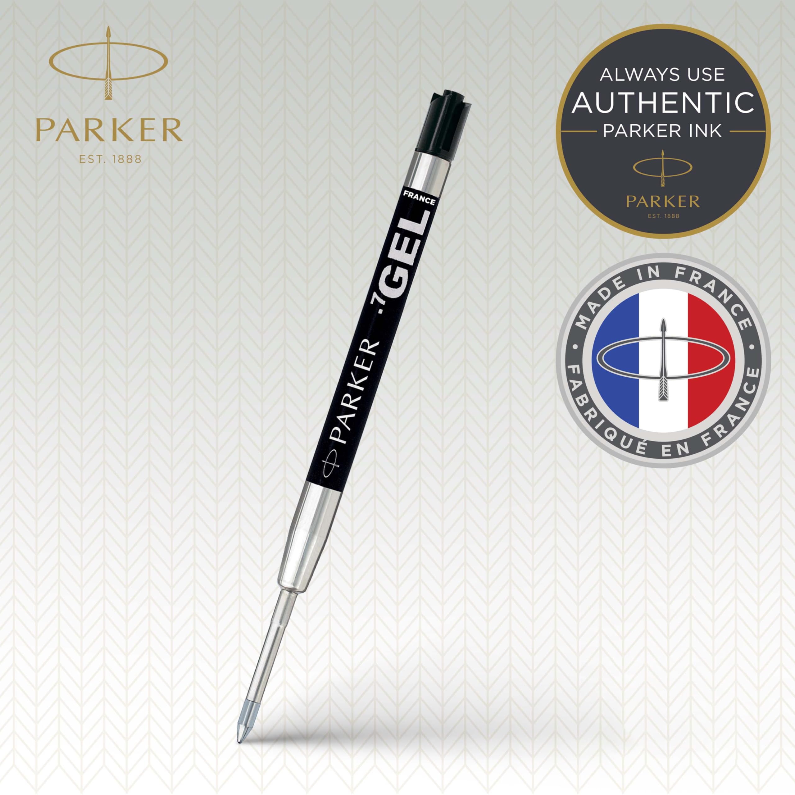PARKER QUINK Gel Ink Refill - Fine Tip (0.5mm), Black Ink | Fits All PARKER Pens 2