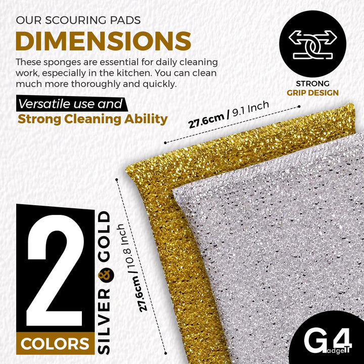 G4GADGET - 6 Pack Metallic Scouring Pads Non-Scratch Kitchen Scrubber