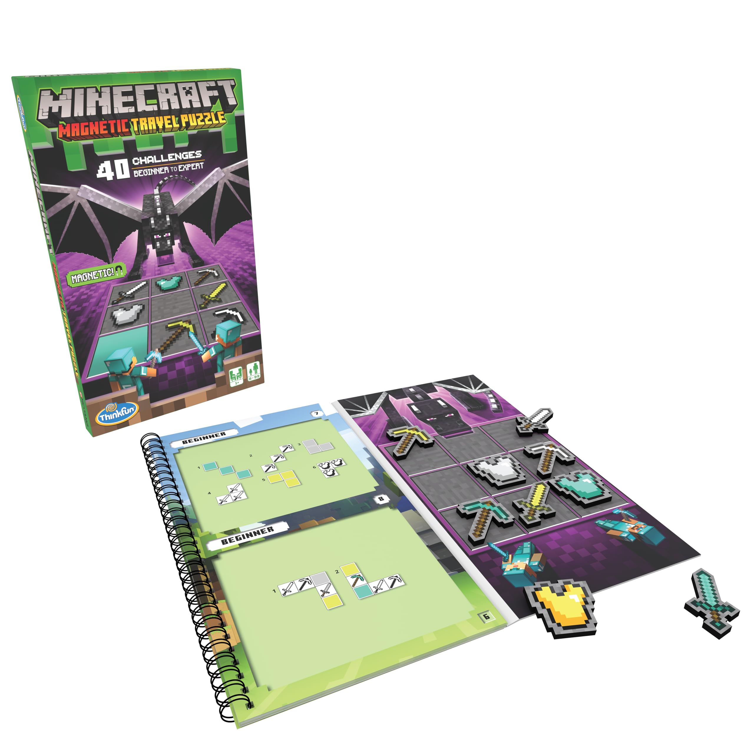 ThinkFun Minecraft Magnetic Travel Puzzle Challenge Logic Brain Game for Ages 8+ 1