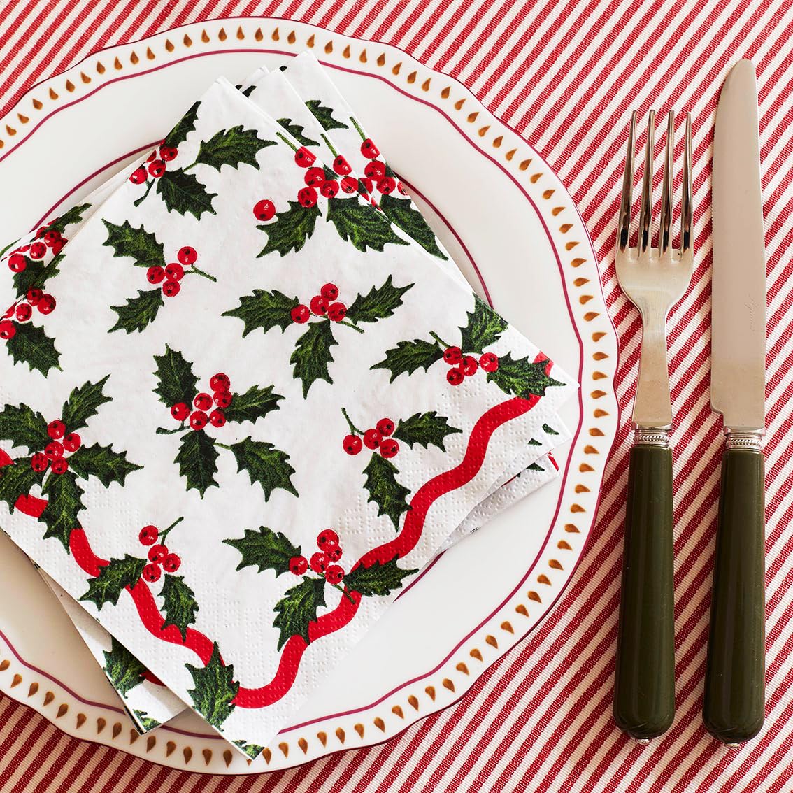 Talking Tables Holly Berry 2-Ply Christmas Napkins 100 Pack 3