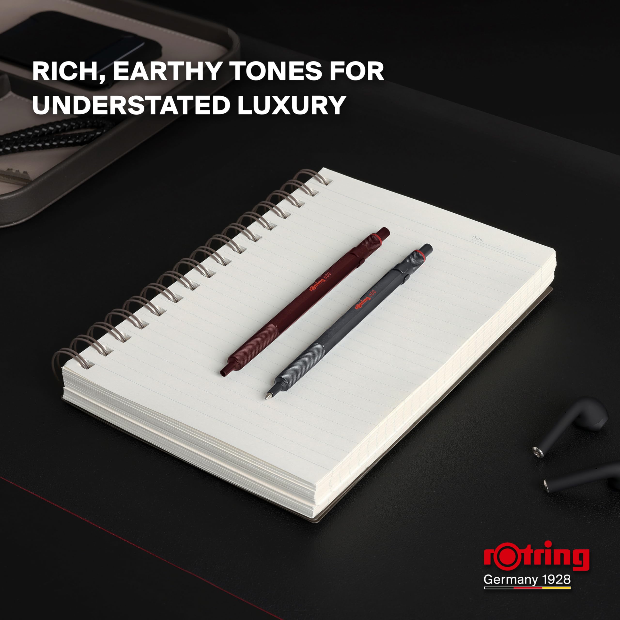 rOtring 600 Ballpoint Pen - All-Metal Body | Medium Point Black Ink | Knurled Grip 8