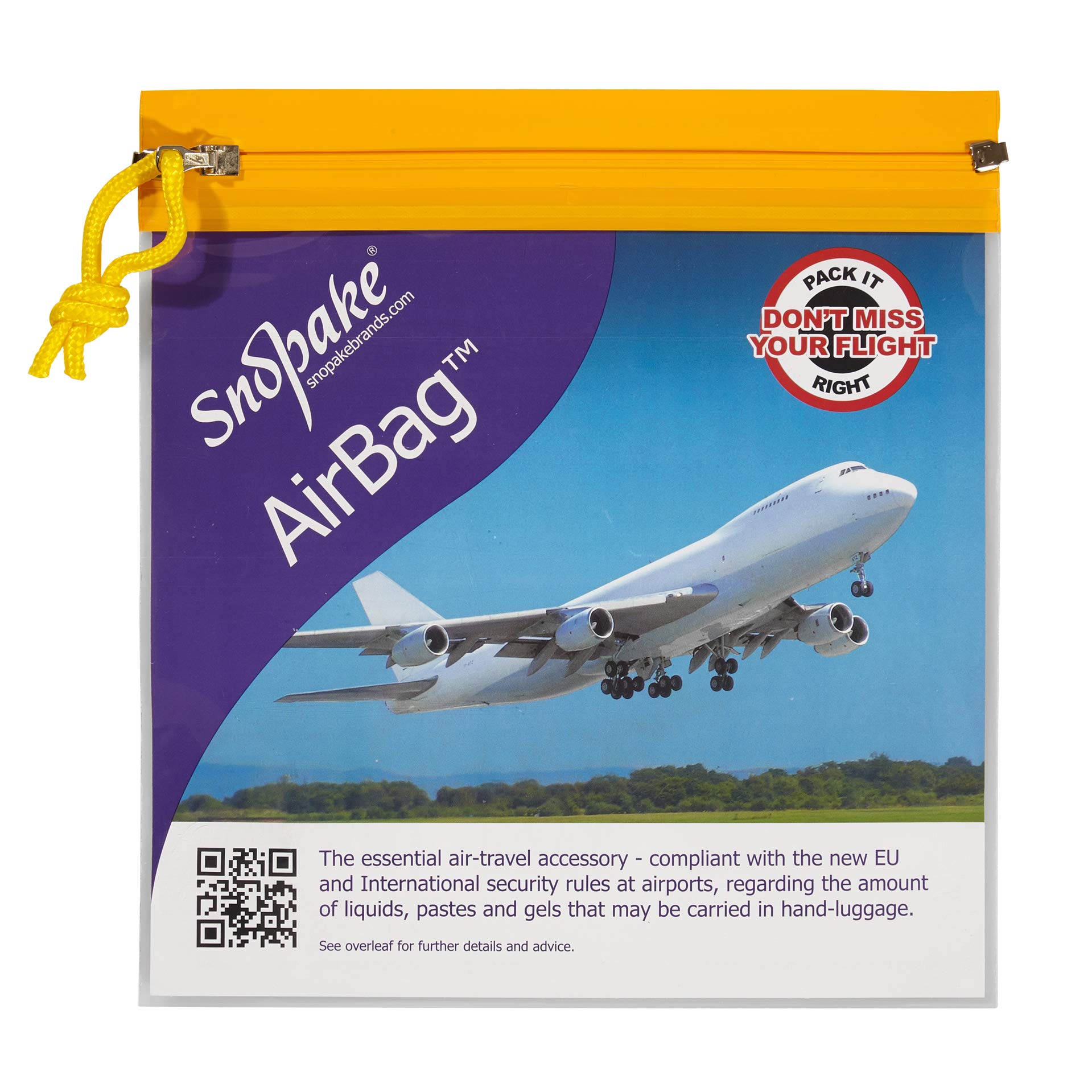 Snopake Flight AirBag Zippa-Bag - Clear/Assorted Blue & Yellow Zip Strips | 200 x 200 mm | Pack of 5 7
