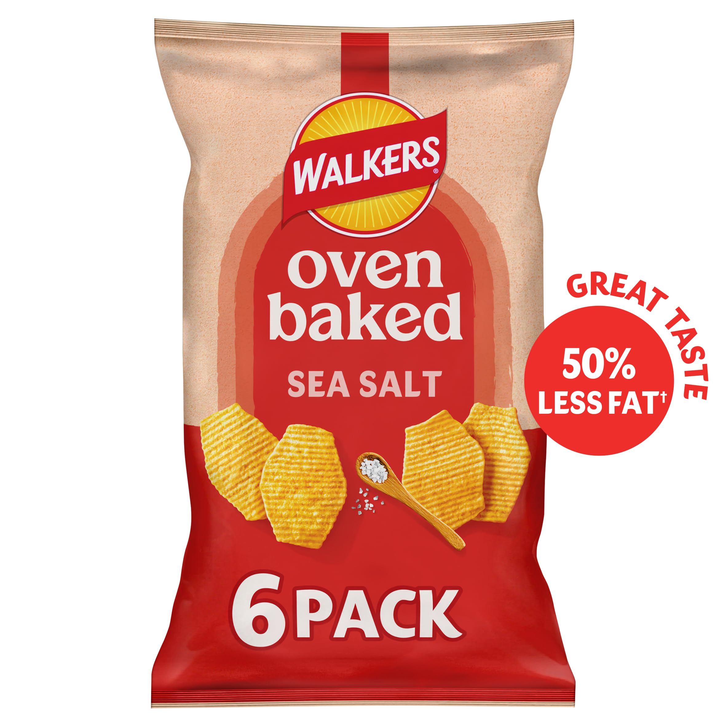 Walkers Baked Sea Salt Crisps Multipack - 50% Less Fat | 6 x 22g Packs 3