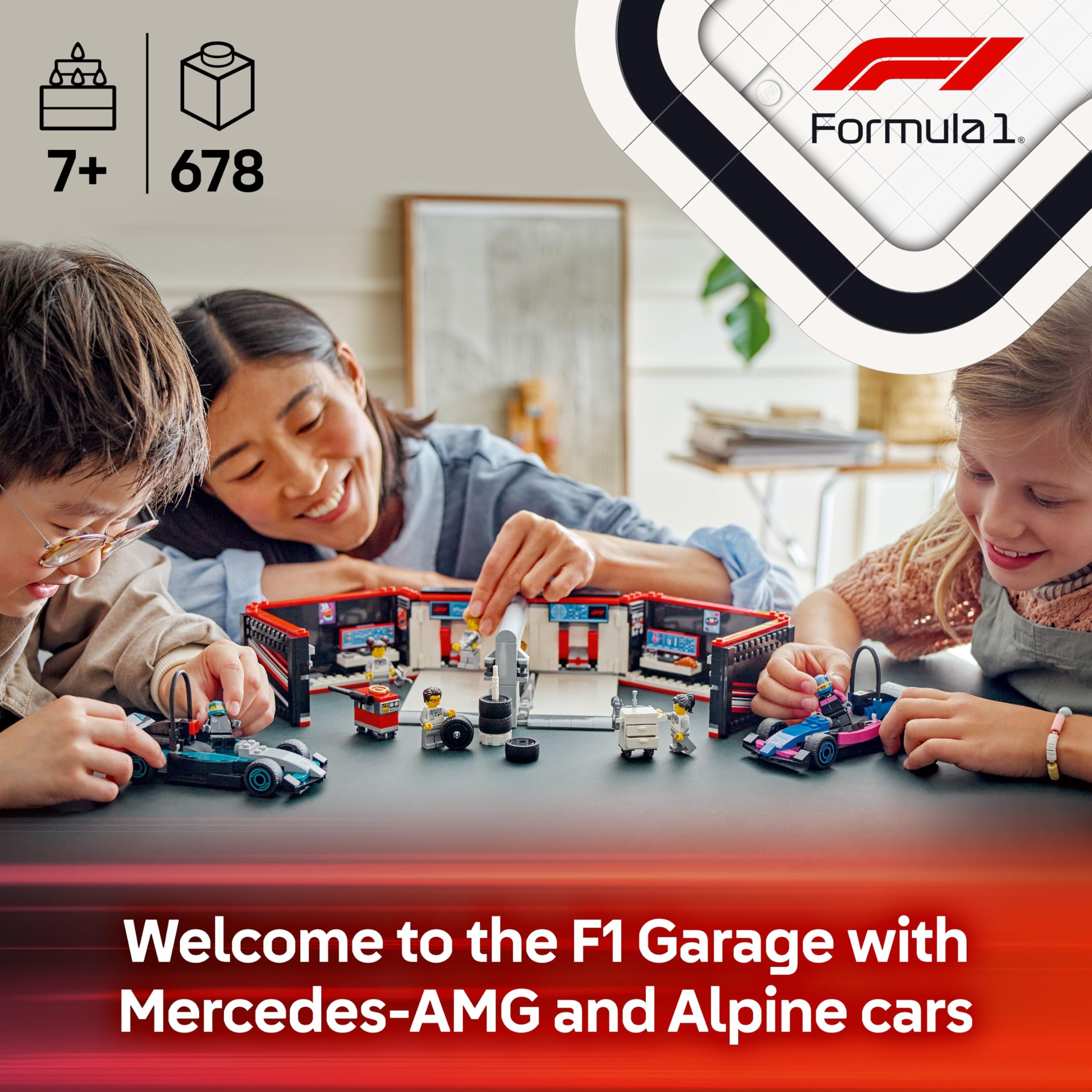 LEGO City F1 Garage & Mercedes-AMG & Alpine Cars - Building Playset for Kids 7+ 9