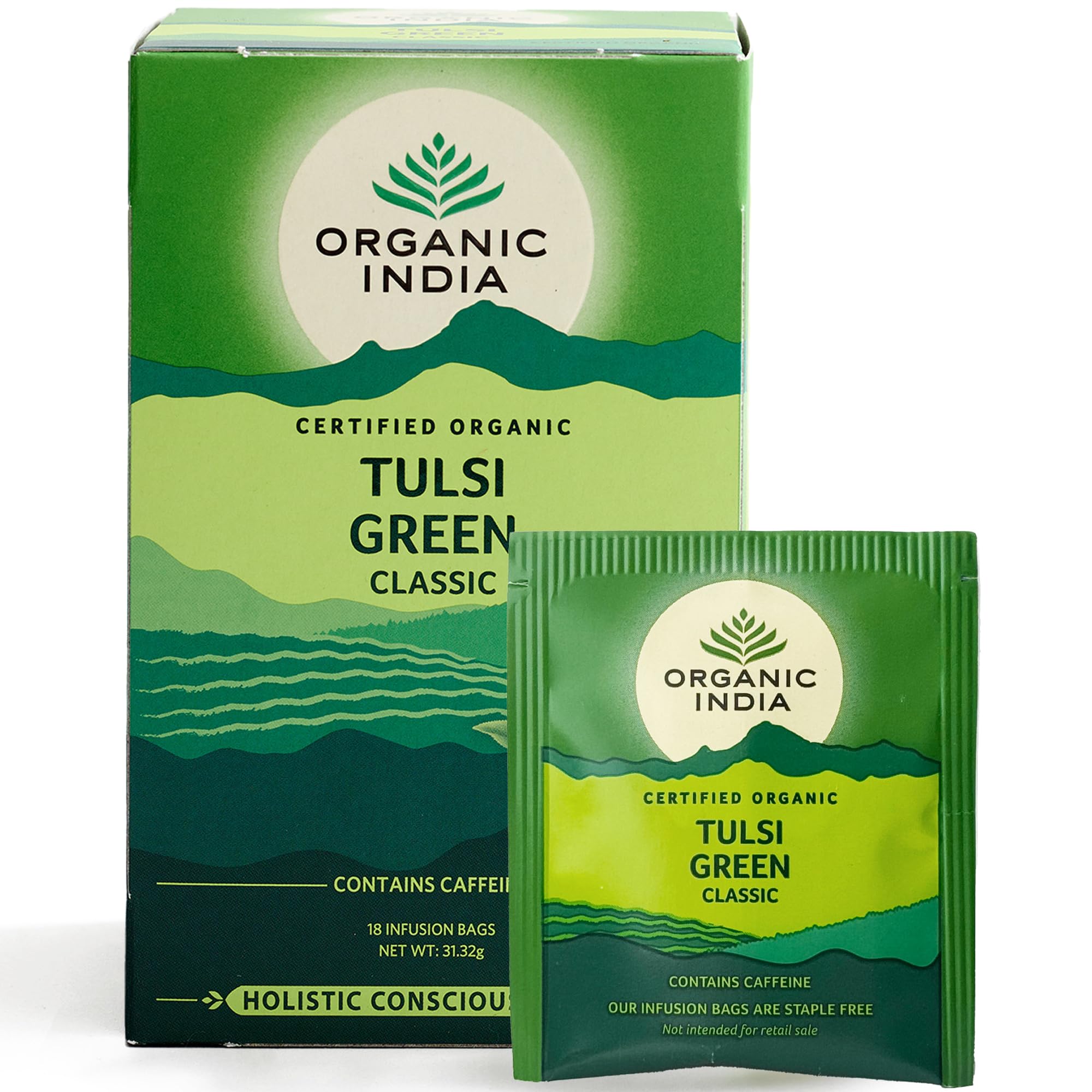 Organic India Tulsi Green Tea Classic, Certified Organic & Vegan, 18 Tea Bags 10