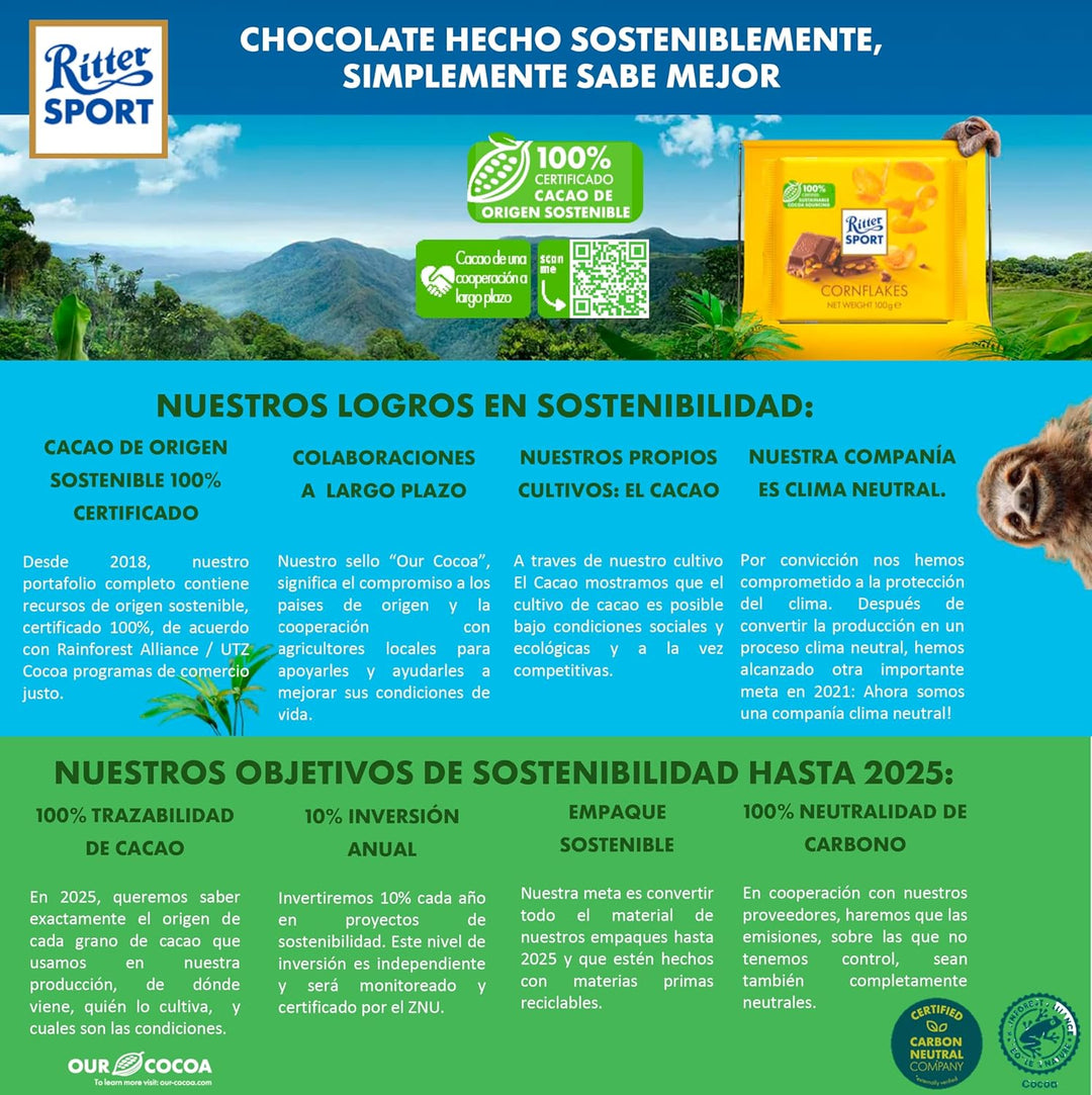 Ritter Sport White Whole Hazelnut Chocolate Bar 100g (Pack of 10)