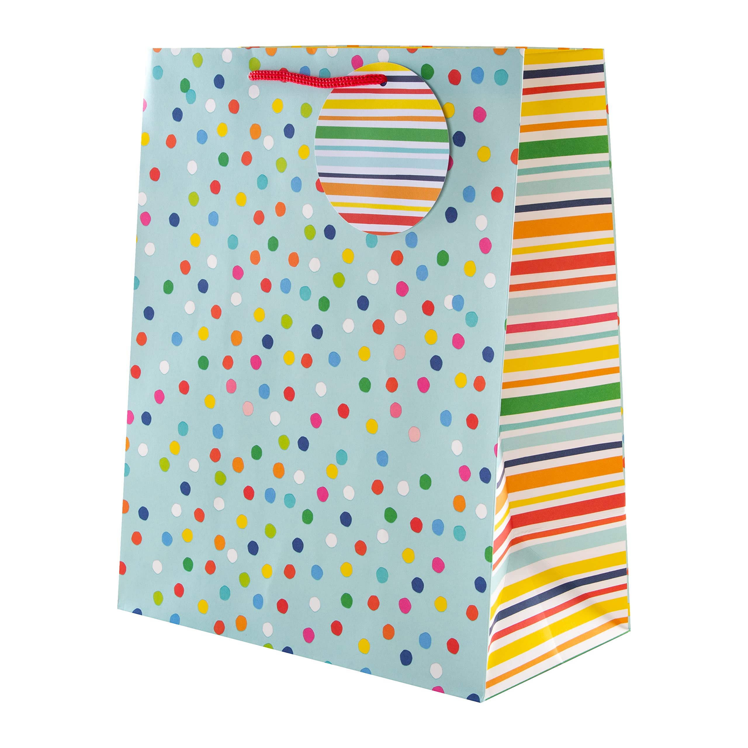 Hallmark Large Gift Bag - Spots and Stripes Design | H33cm x W26.5cm x D14.6cm | Includes Gift Tag