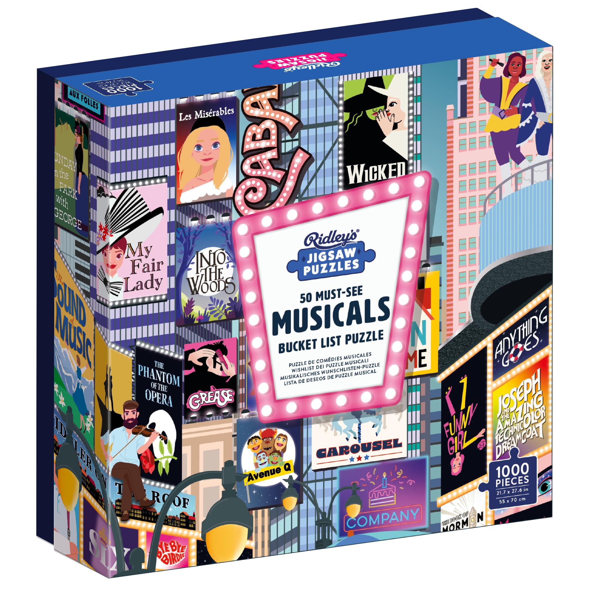 Ridley's 50 Must-See Musicals Bucket List Puzzle Box – 1000 Piece Jigsaw 1