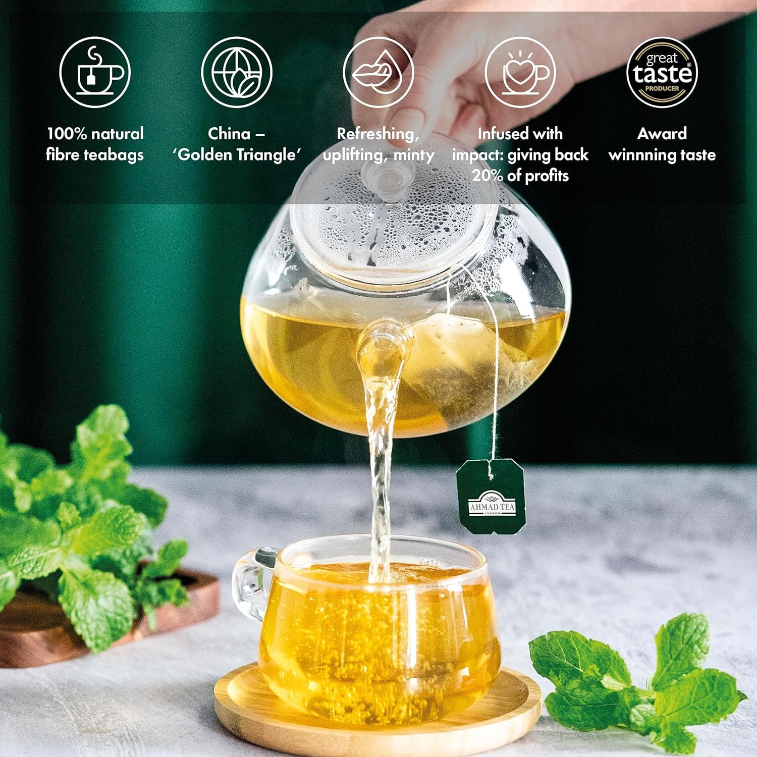 Ahmad Tea Mint Green Tea - Refreshing Blend with Mint | 100 Teabags | 276g 3