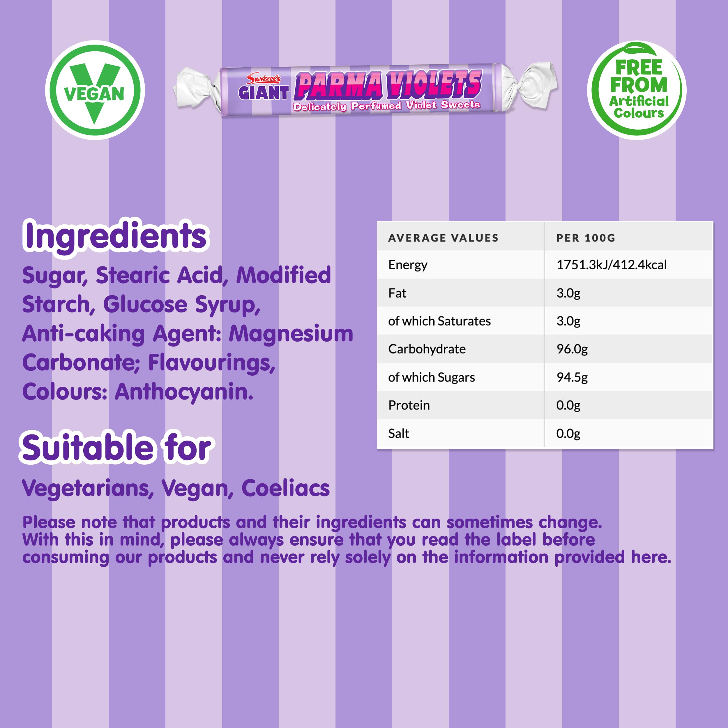 Swizzels Giant Parma Violets 24 Rolls (24 x 40 g) - Vegan-Friendly Retro Sweets Multipack 6