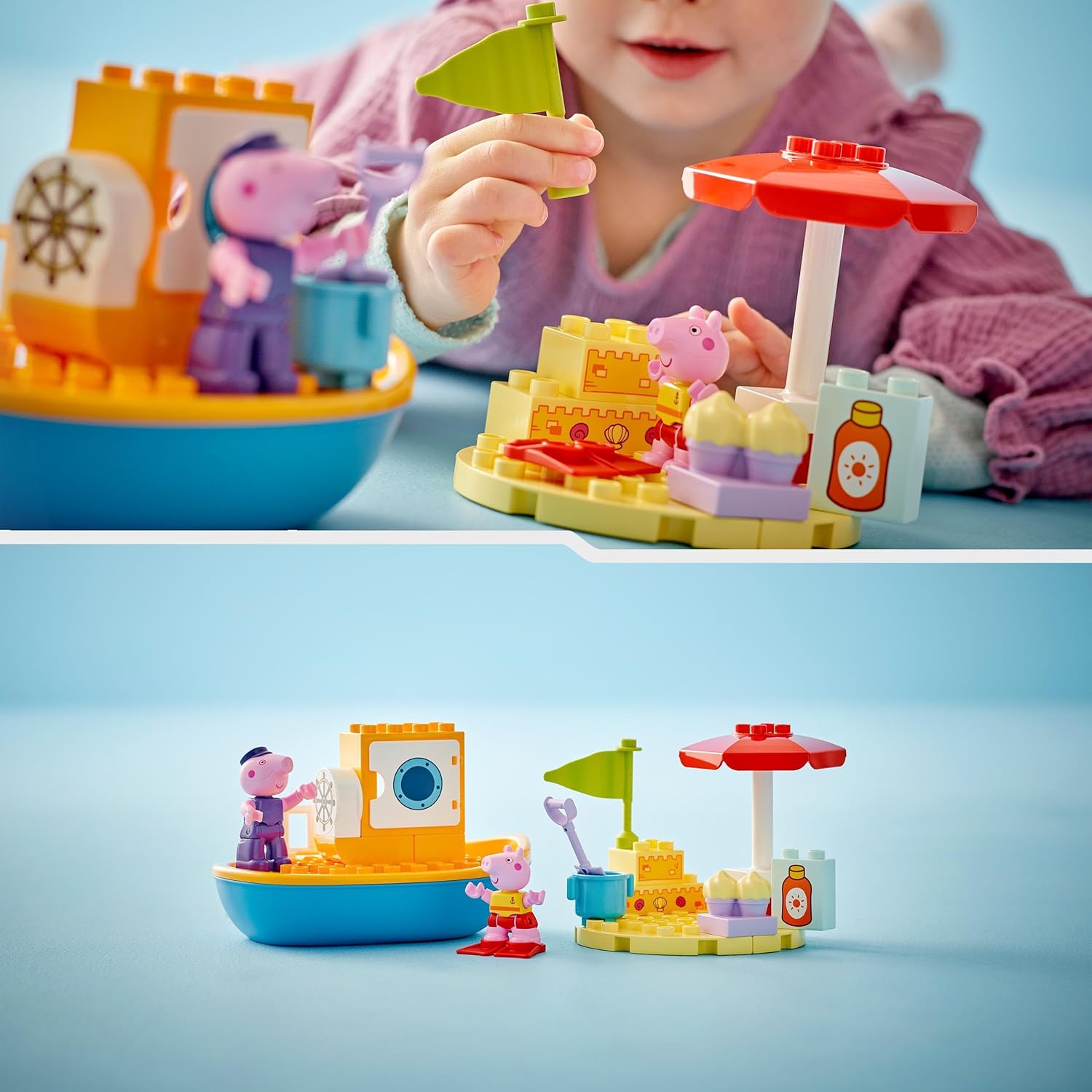 LEGO DUPLO Peppa Pig Boat Trip Playset - Floating Boat Toy for Toddlers 2+ 5