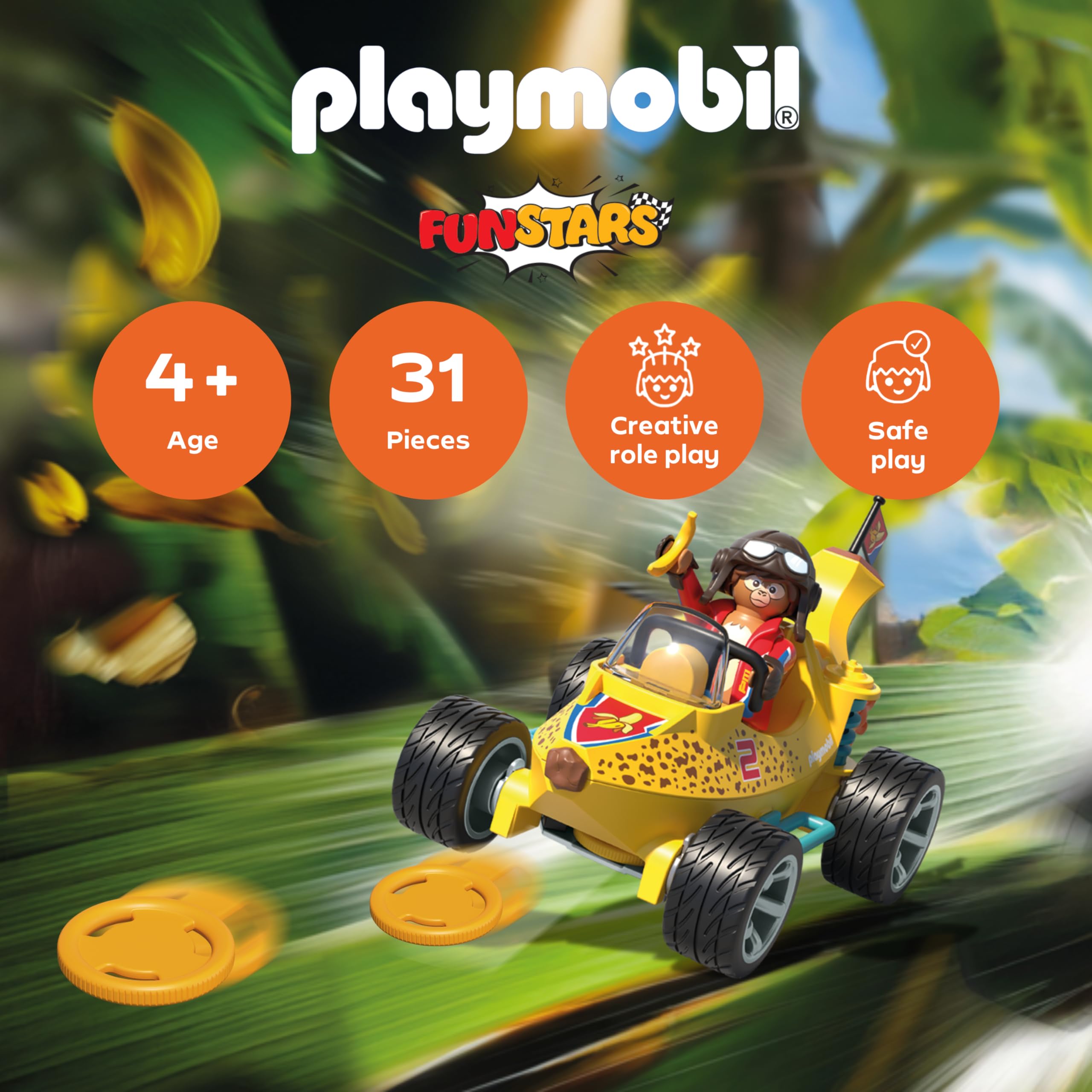 Playmobil Funstars Racing Banana Action Figure Set | Disc Shooting Function | Ages 4+ 2