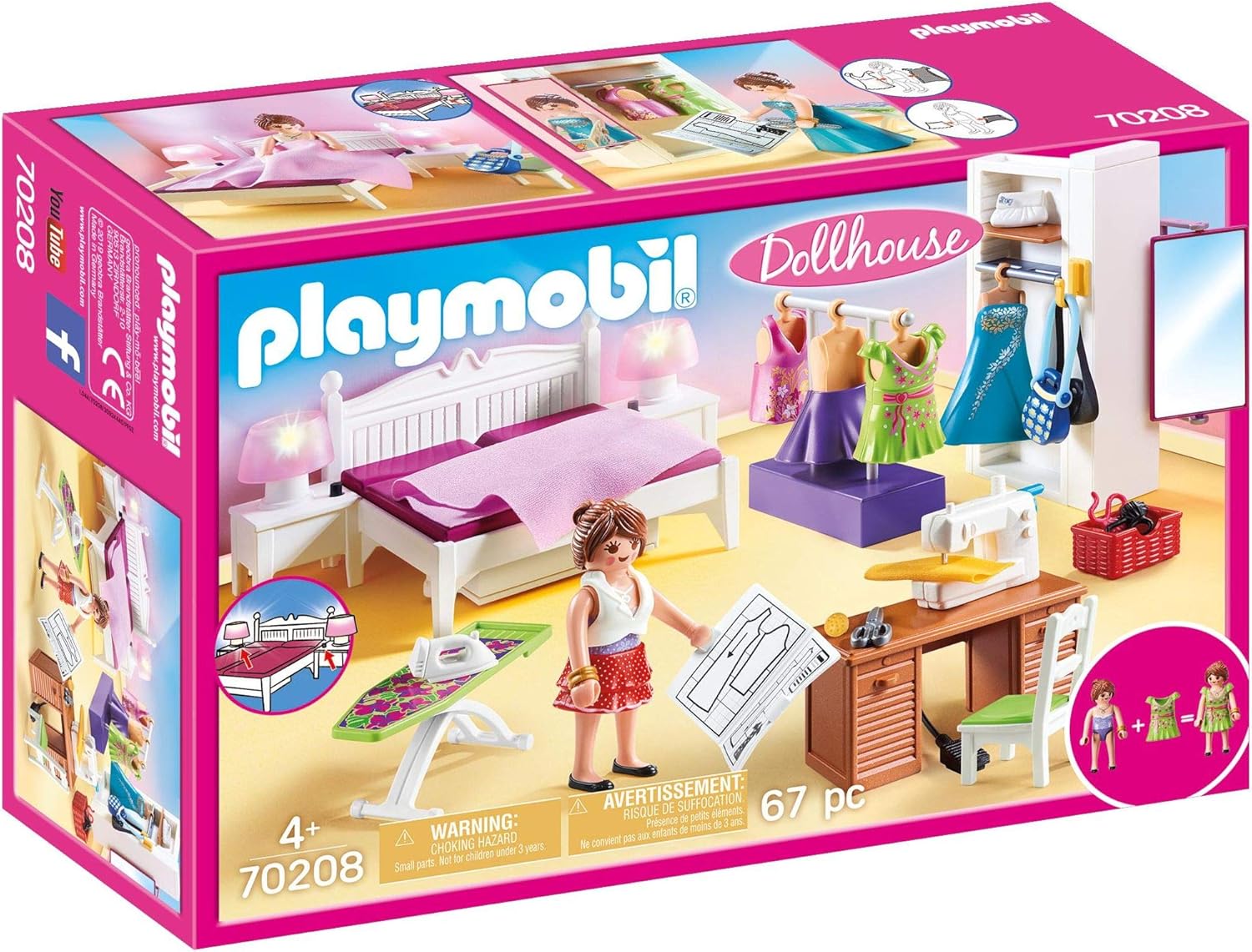 PLAYMOBIL 70208 Dollhouse Master Bedroom with Interchangeable Dresses and Lighting Effects - Playset for Kids 4+ 1