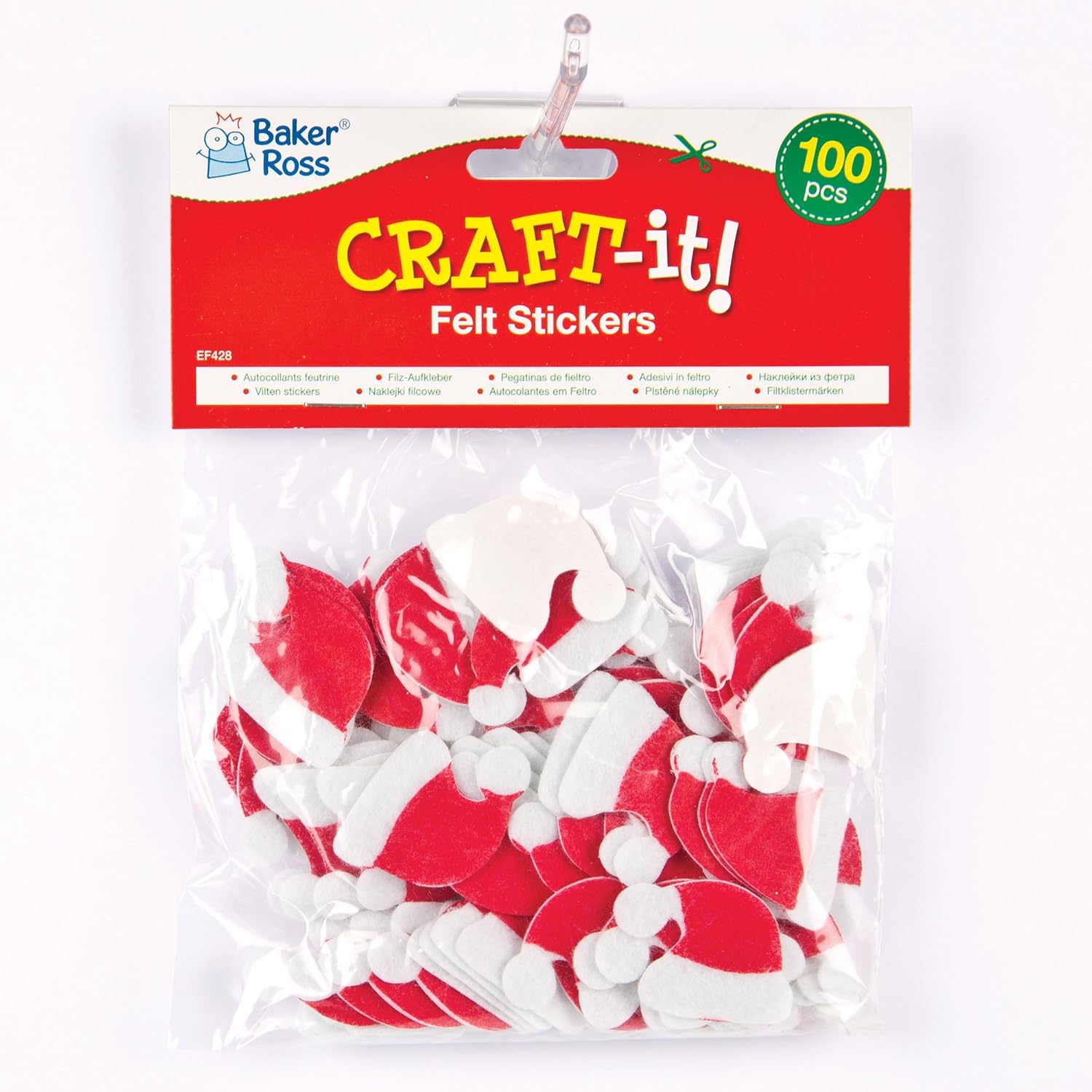 Baker Ross Santa Hat Felt Stickers - Assorted Craft Decorations (Pack of 100), EF428 3