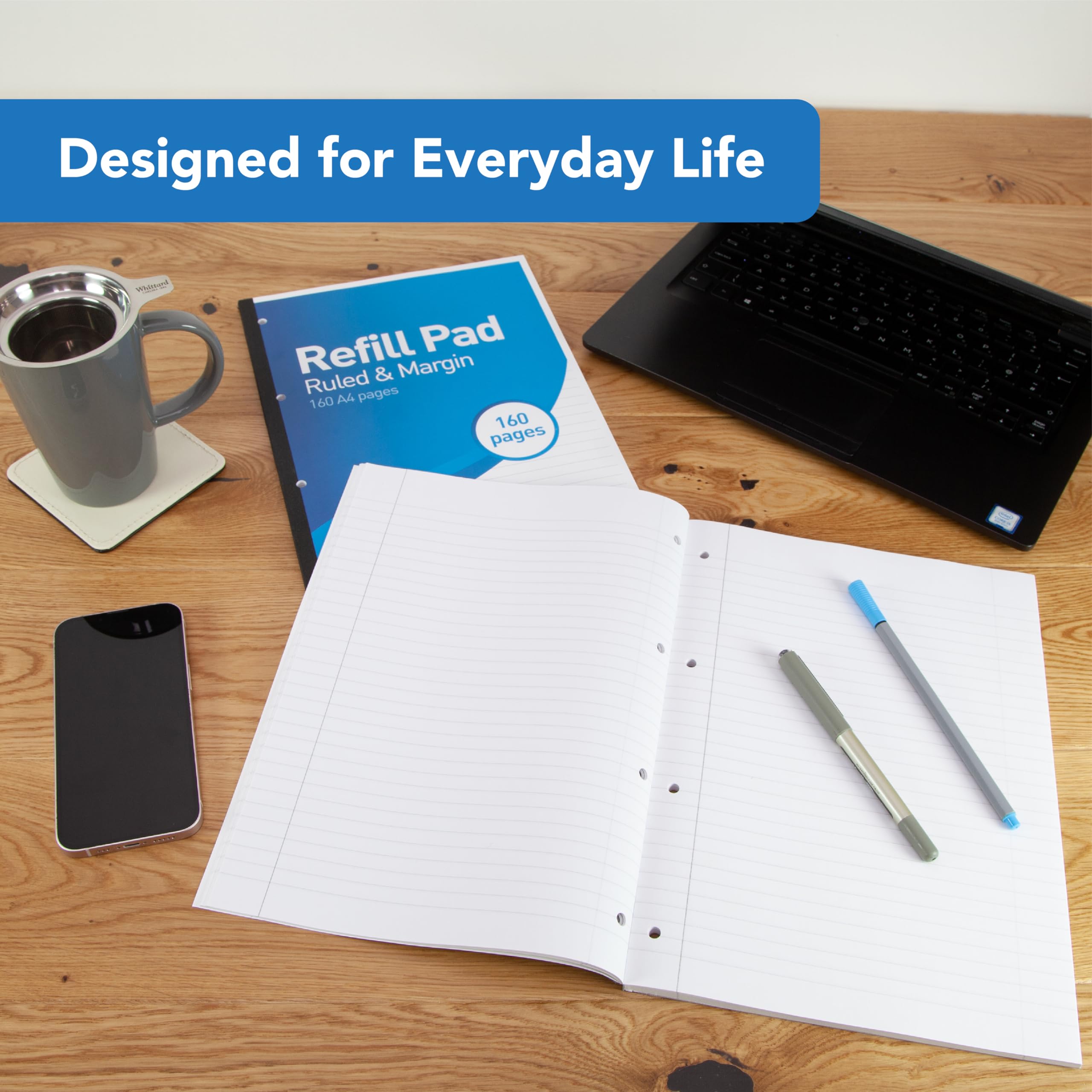 SUMMIT A4 Lined Refill Pad - 160 Pages, 8mm Ruled with Margin, 4-Hole Punched 4