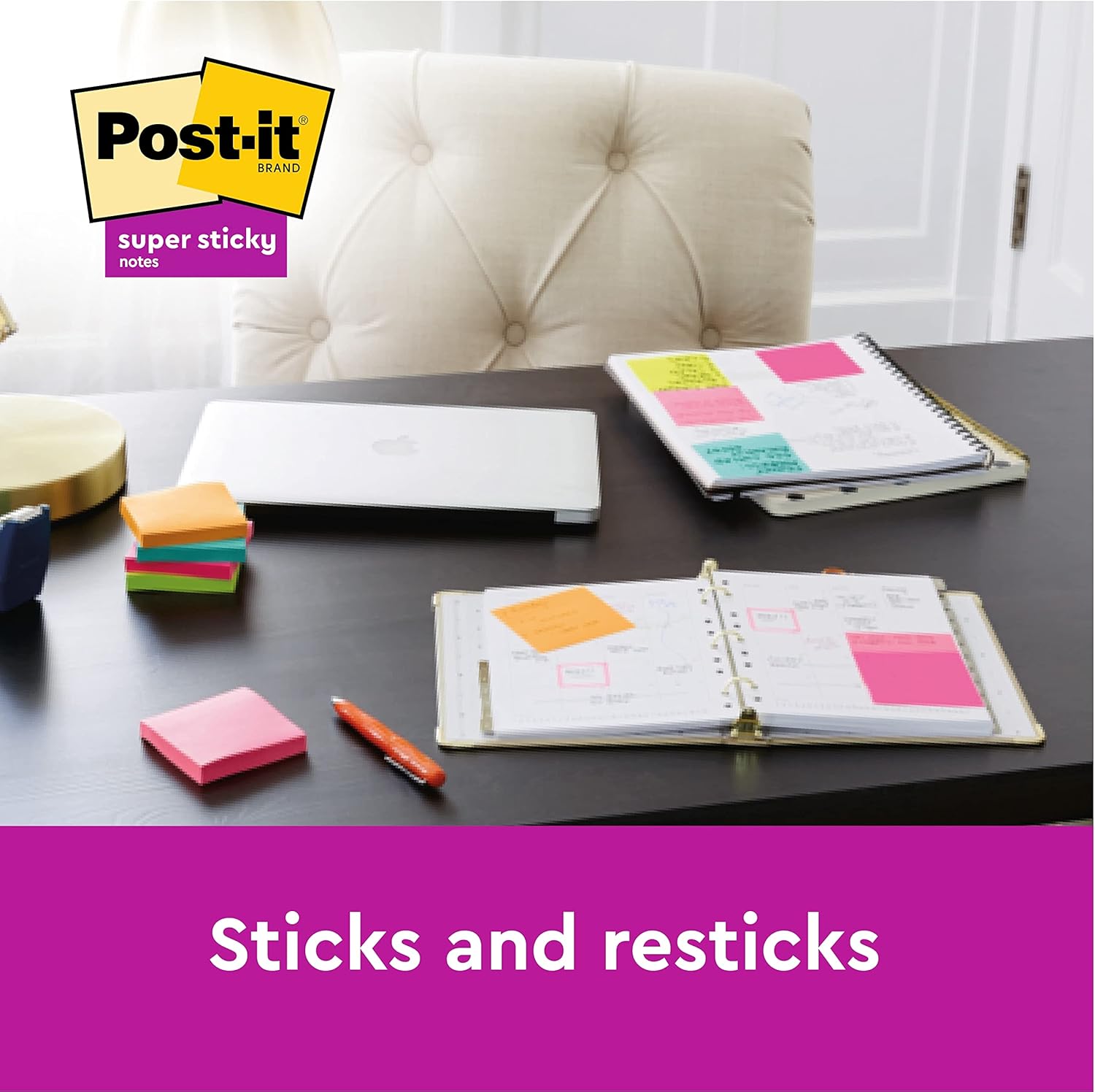 Post-it Super Sticky Notes Playful Color Collection, Pack of 6 Pads, 90 Sheets p 3