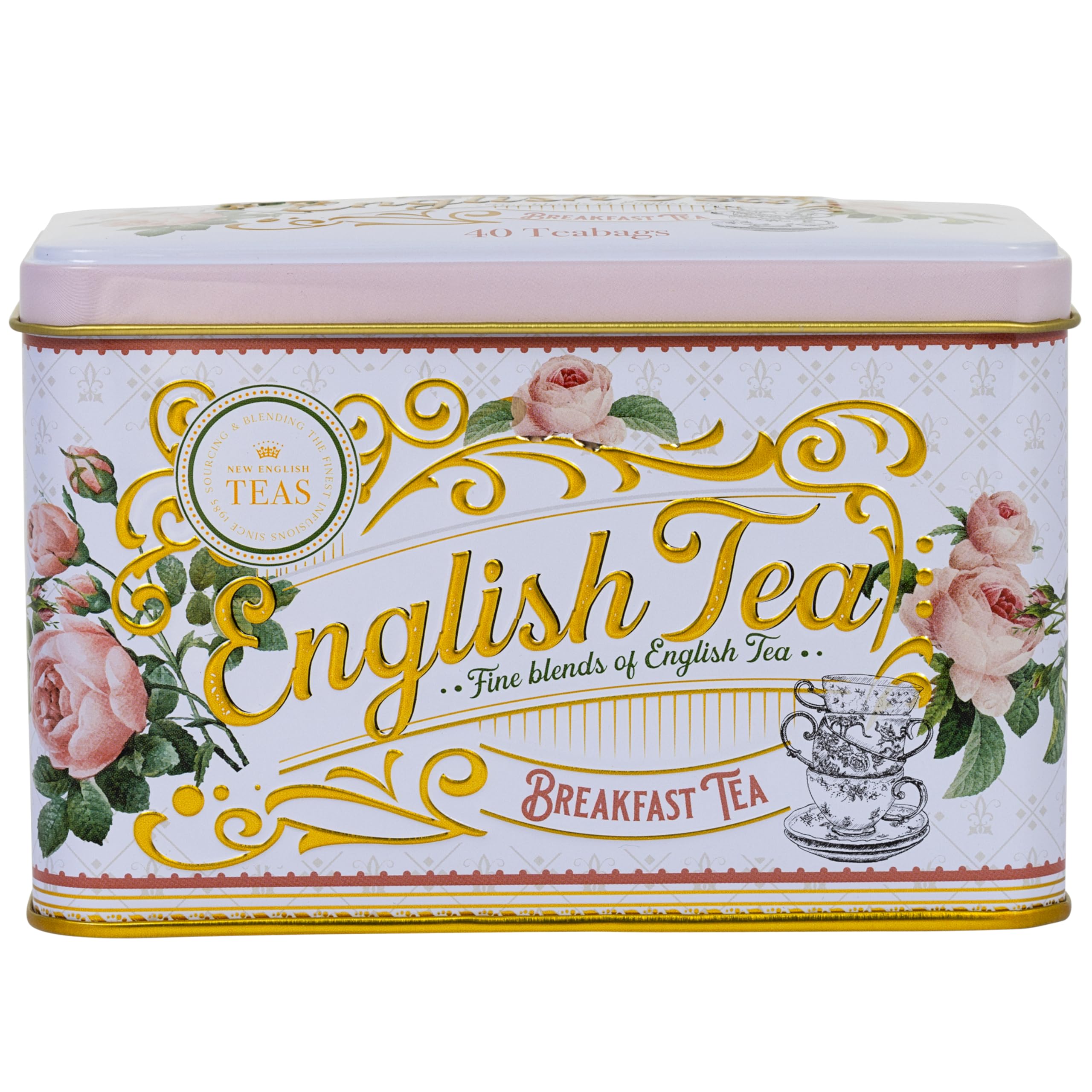 New English Teas - English Rose Tea Tin with 40 English Breakfast Teabags 1