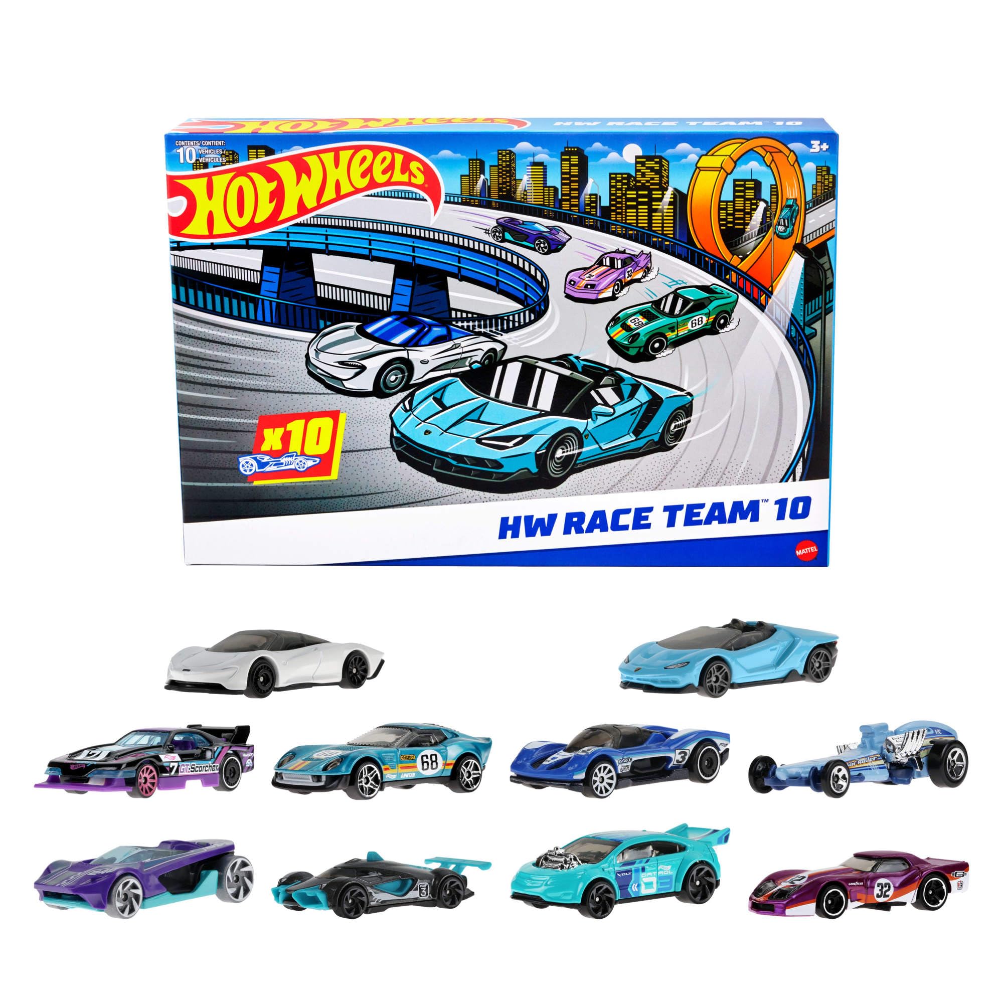 Hot Wheels 10-Pack of Toy Race Cars - 1:64 Scale Die-Cast Vehicles with Corvette, Lamborghini & McLaren (Amazon Exclusive) 1