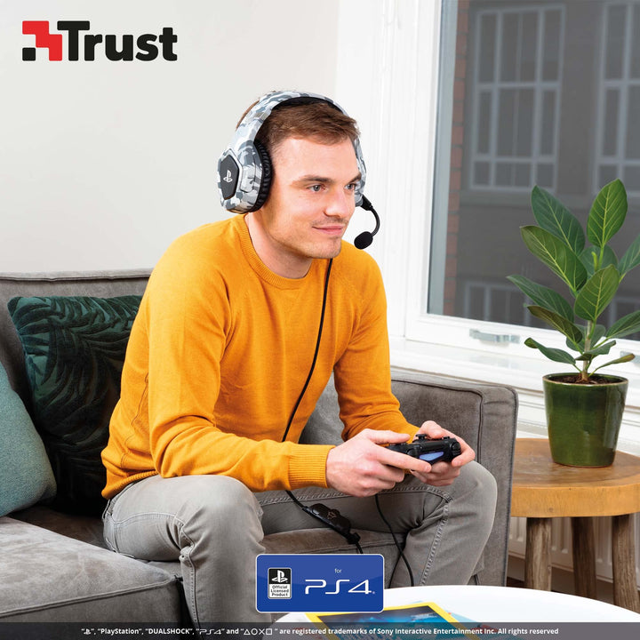 Trust GXT 488 Forze-G Gaming Headset for PS4 and PS5 – Officially Licensed with 50mm Drivers, Foldable Mic, Inline Remote, Grey