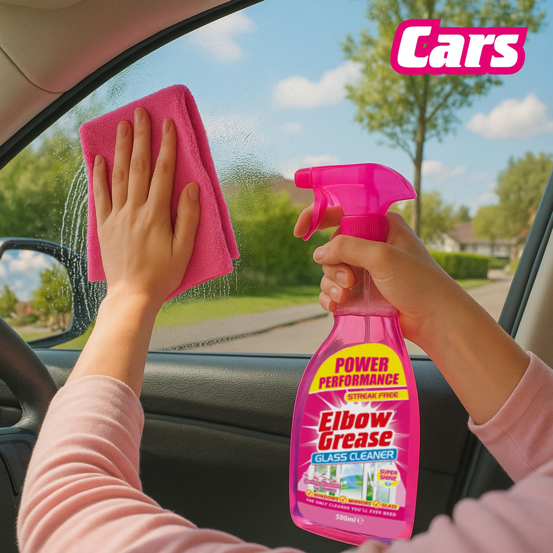 Elbow Grease Pink Glass Cleaner - 500ml Streak-Free Spray for Windows, Mirrors & Glass