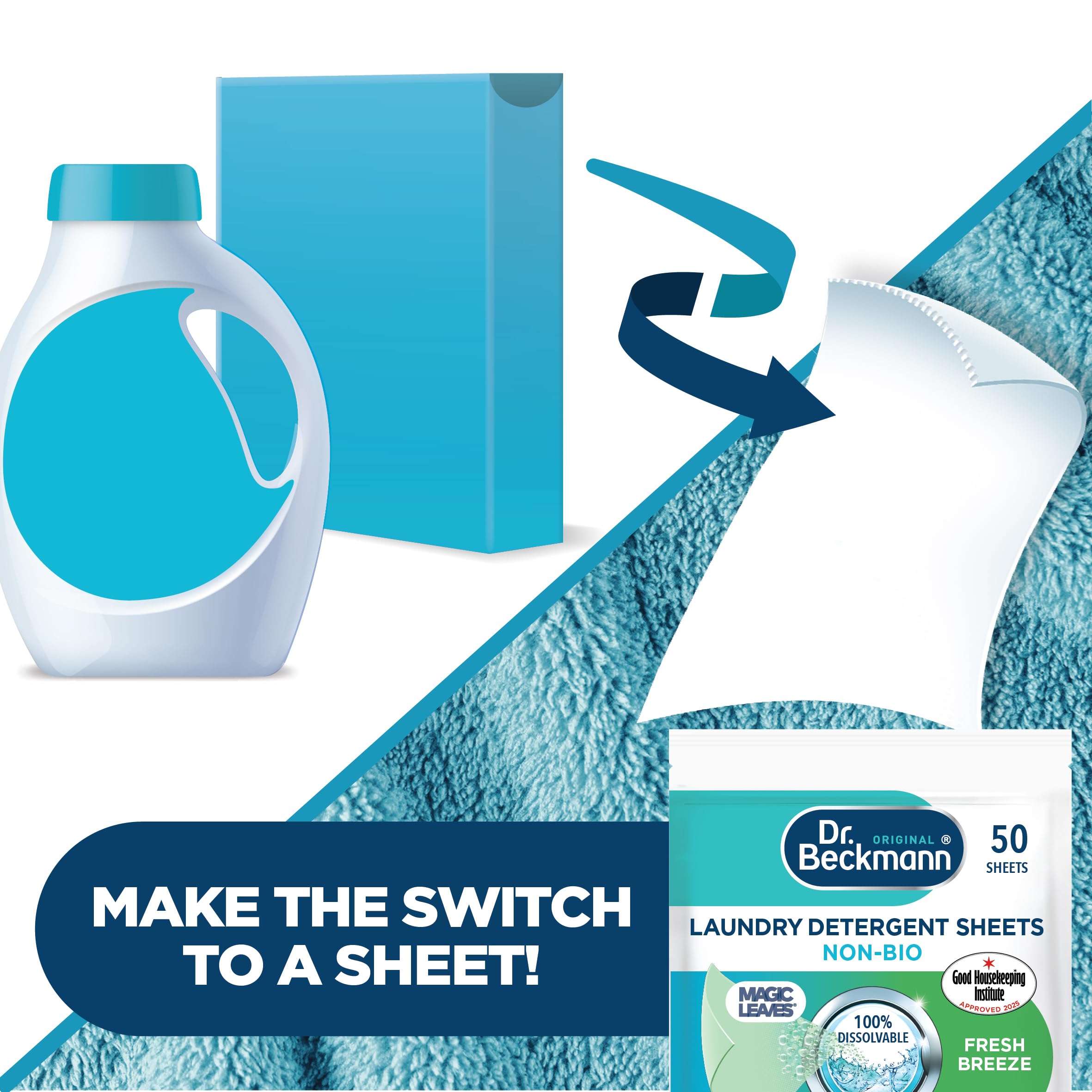 Dr. Beckmann Laundry Detergent Sheets Non-Bio - Spring Fresh Scent, 220g 10