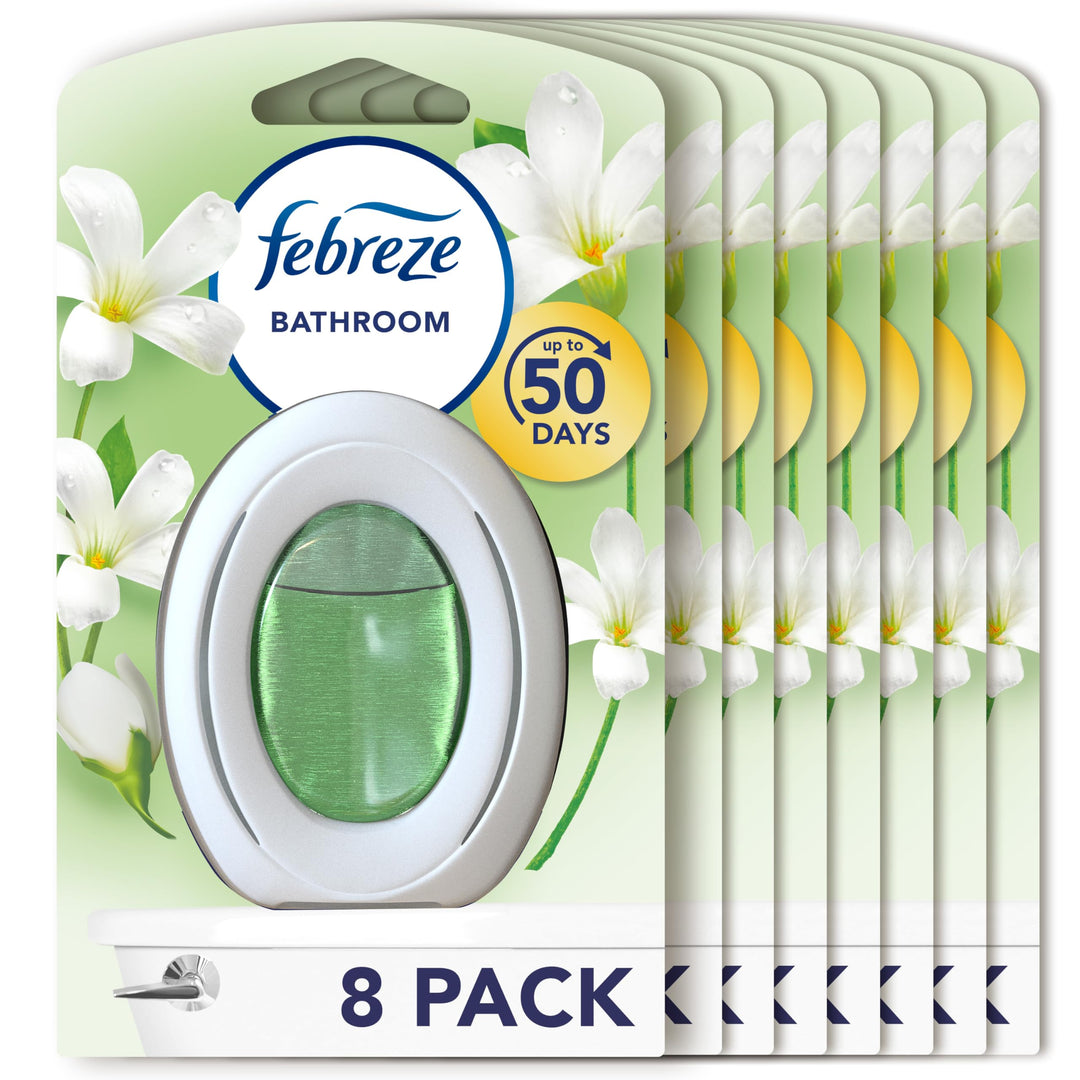 Febreze Bathroom Air Freshener - Odour Fighter with White Jasmine Scent, 8 Items